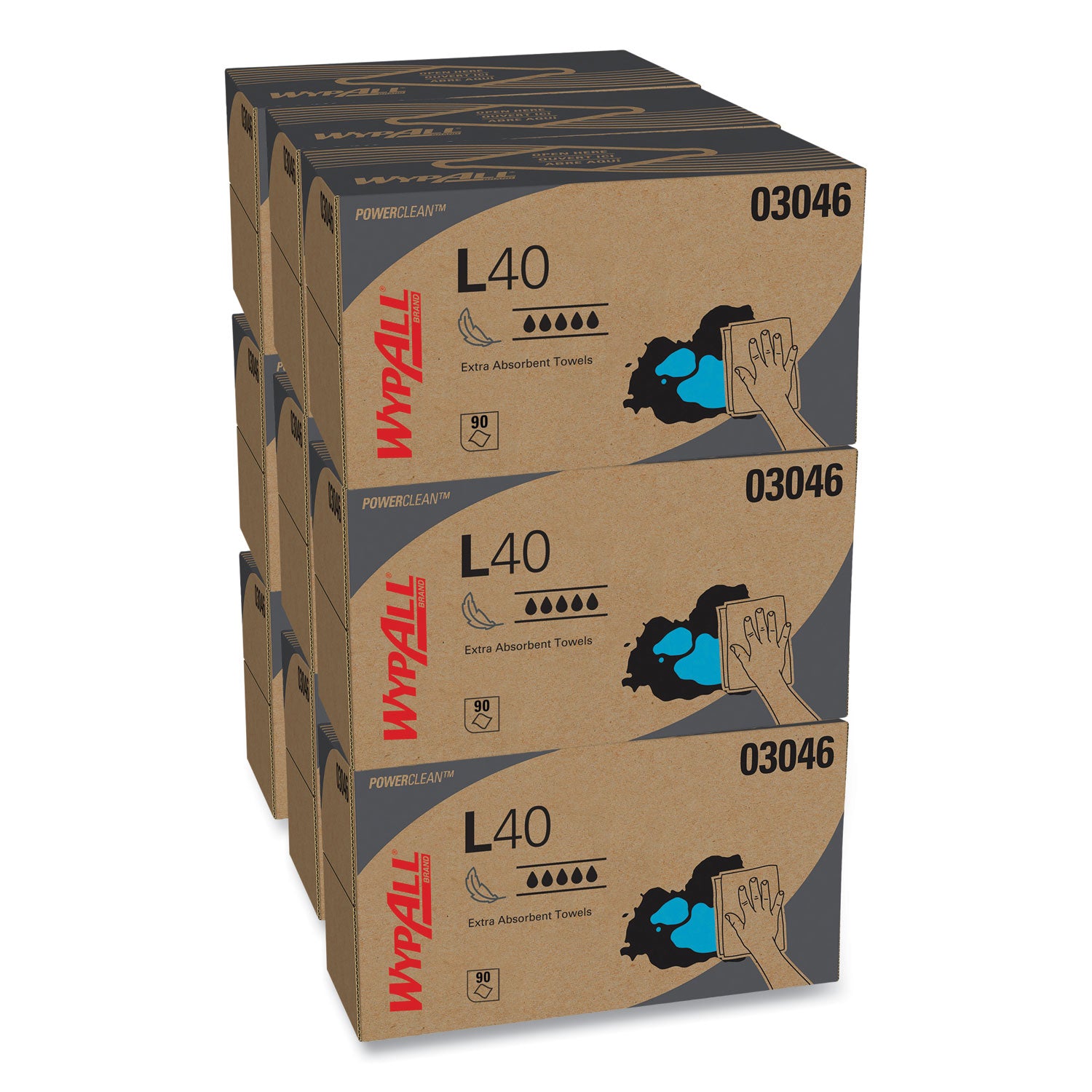 Wypall Power Clean L40 Extra Absorbent Towels - 10" Width x 10.80" Length - White - 90/Box - 1 Carton