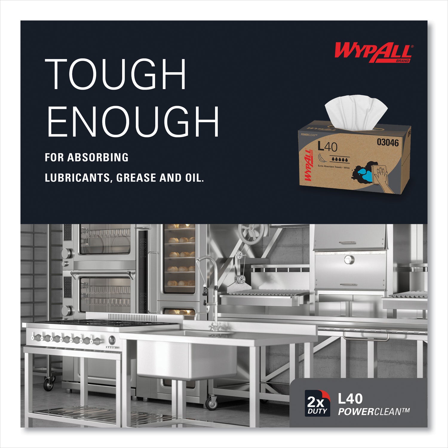 Wypall Power Clean L40 Extra Absorbent Towels - 10" Width x 10.80" Length - White - 90/Box - 1 Carton