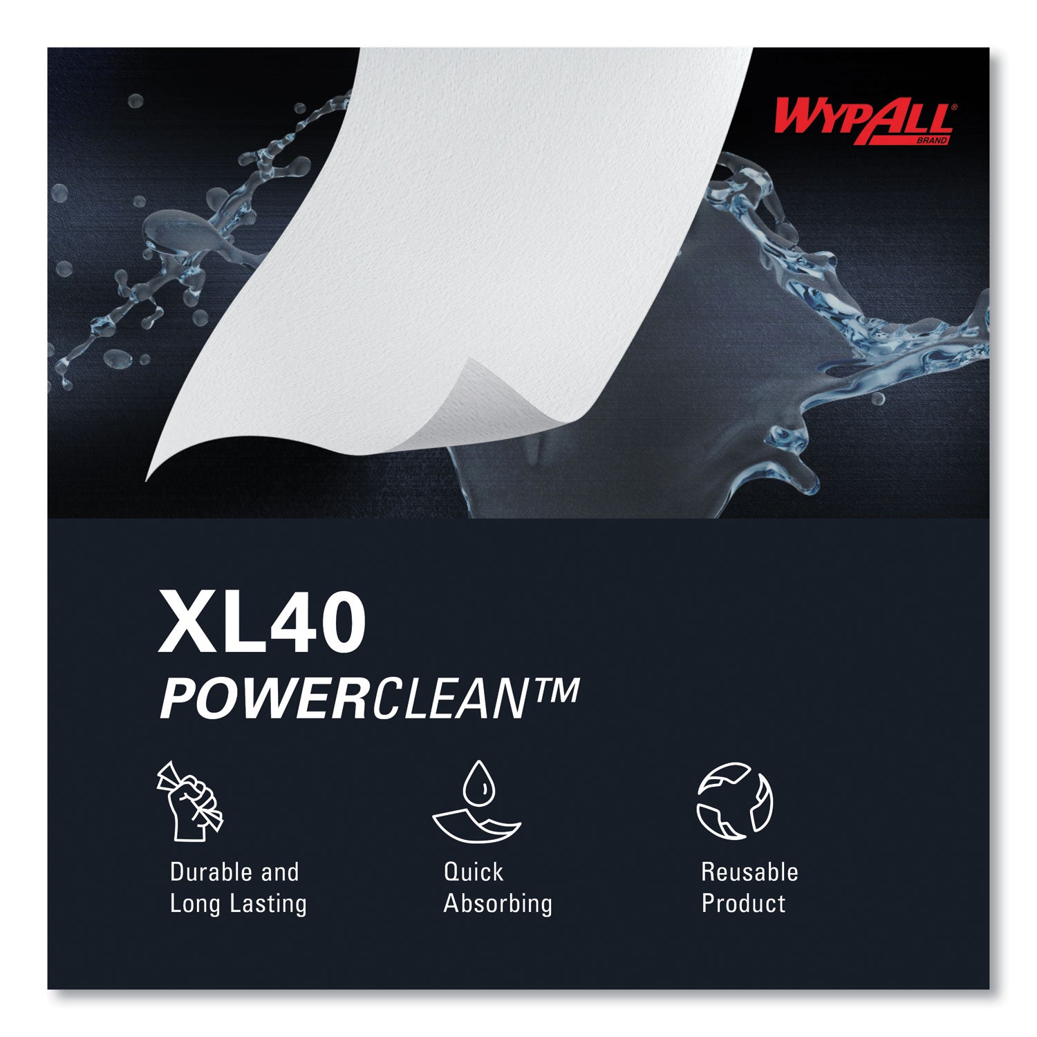 Wypall Power Clean L40 Extra Absorbent Towels - 10" Width x 10.80" Length - White - 90/Box - 1 Carton