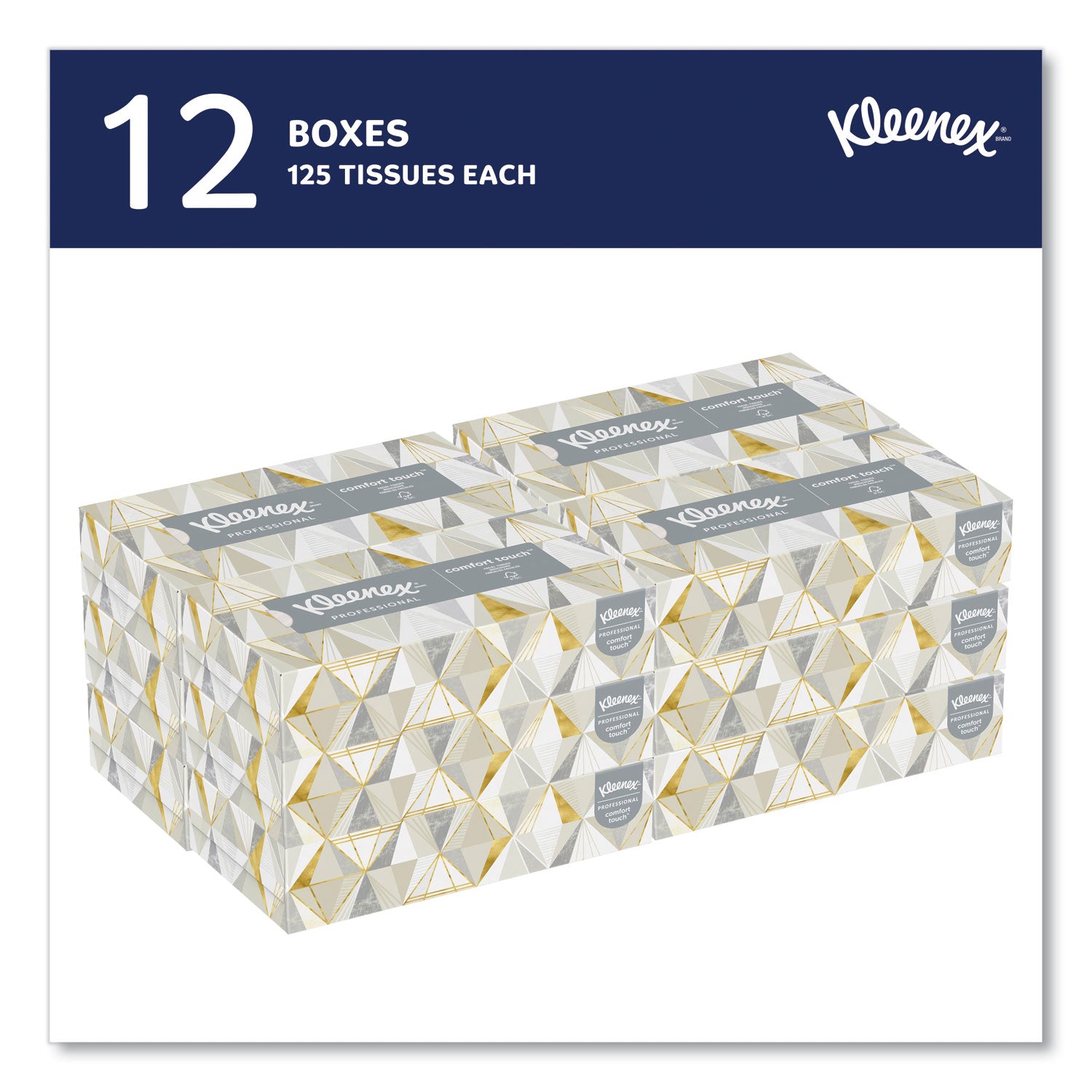 Kleenex Professional Facial Tissue for Business - Flat Box - 2 Ply - 8.30" Width x 7.80" Length - White - 125/Box - 12 / Carton