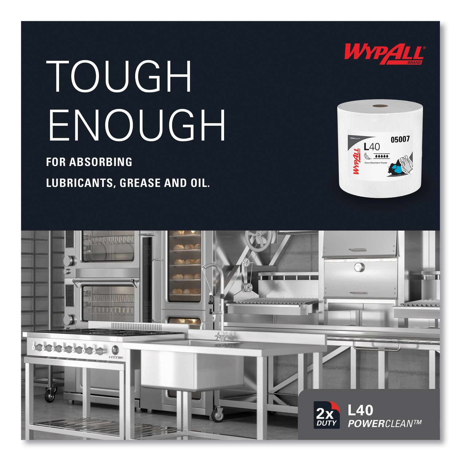 Wypall PowerClean L40 Extra Absorbent Towels - 12.20" Width x 12.40" Length - 750 Sheets/Roll - White, Blue - Cellulose - 1 Roll