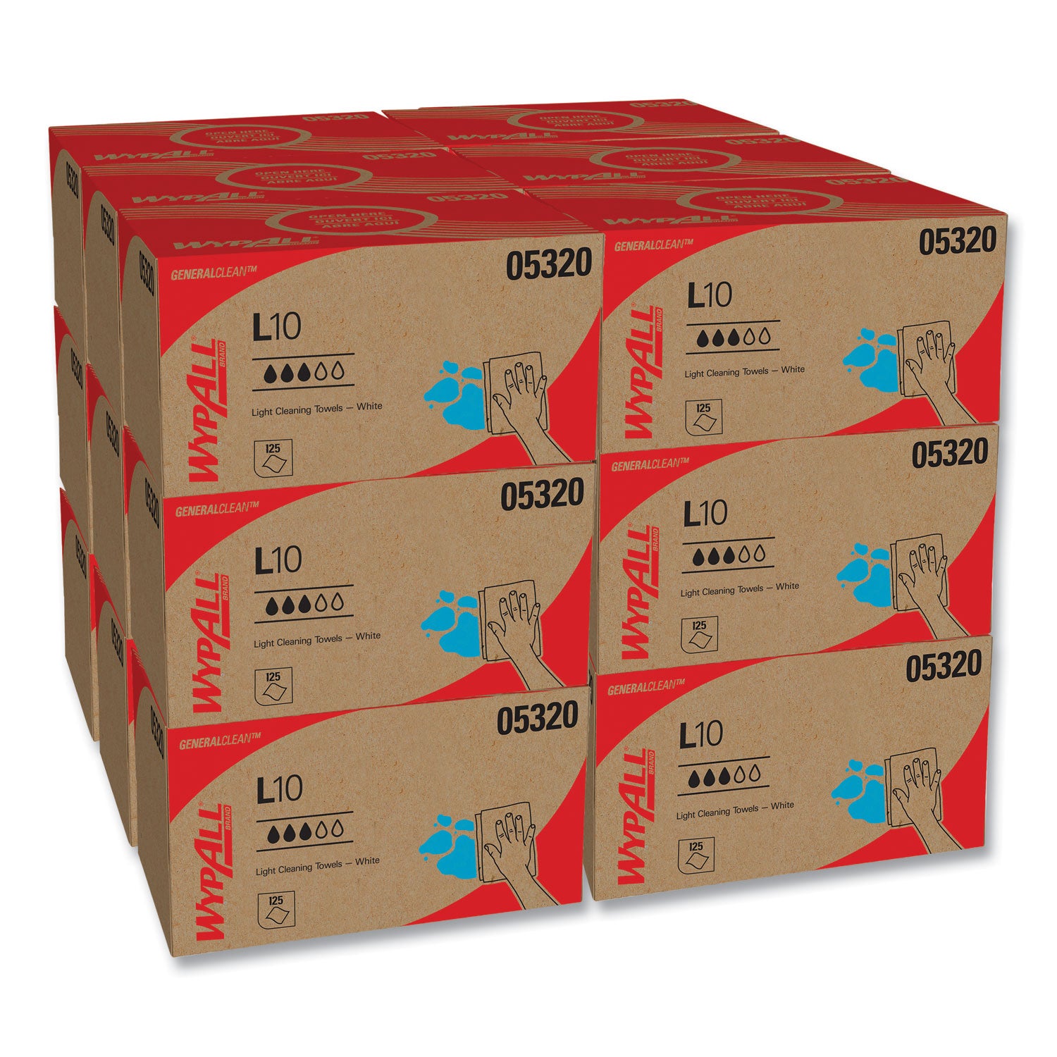 Wypall GeneralClean L10 Light Cleaning Towels - 1 Ply - 9" Width x 10.25" Length - 125/Pack - 1 Carton