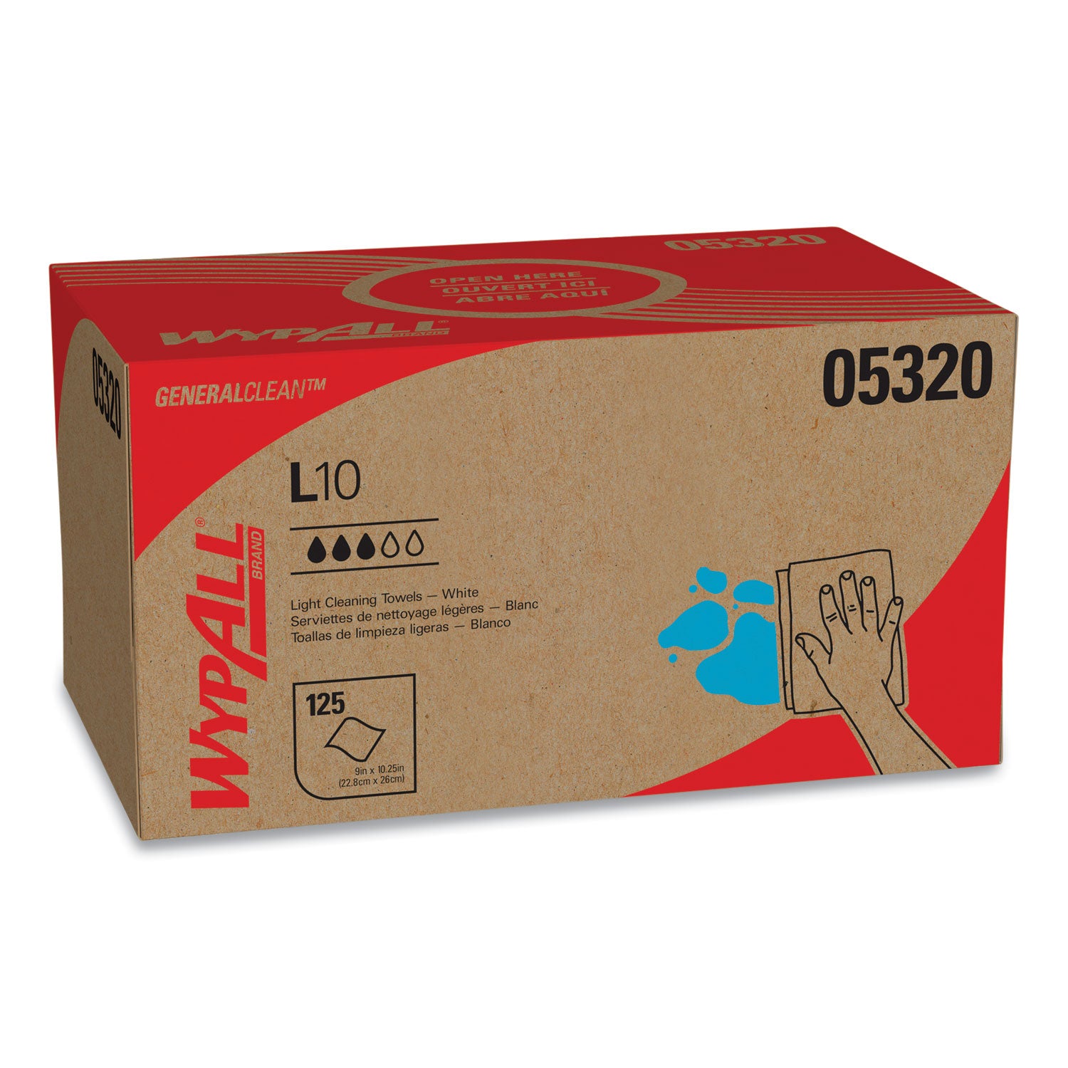 Wypall GeneralClean L10 Light Cleaning Towels - 1 Ply - 9" Width x 10.25" Length - 125/Pack - 1 Carton