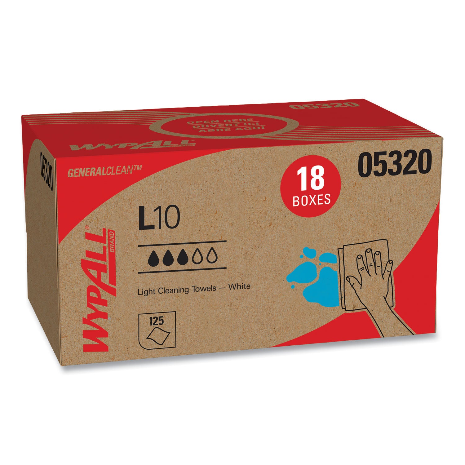 Wypall GeneralClean L10 Light Cleaning Towels - 1 Ply - 9" Width x 10.25" Length - 125/Pack - 1 Carton
