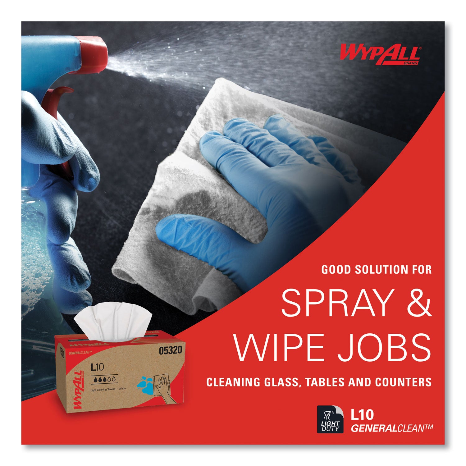 Wypall GeneralClean L10 Light Cleaning Towels - 1 Ply - 9" Width x 10.25" Length - 125/Pack - 1 Carton