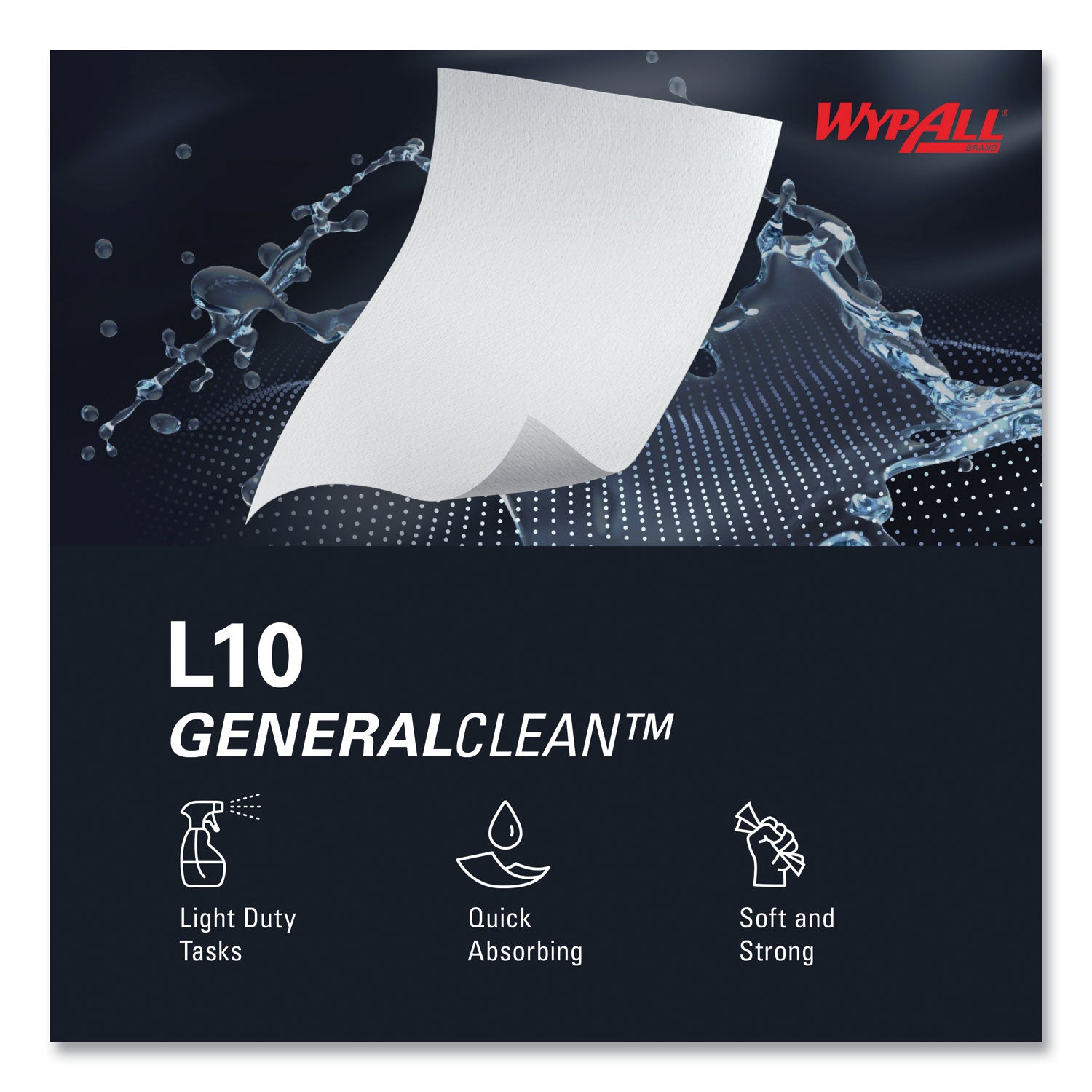 Wypall GeneralClean L10 Light Cleaning Towels - 1 Ply - 9" Width x 10.25" Length - 125/Pack - 1 Carton