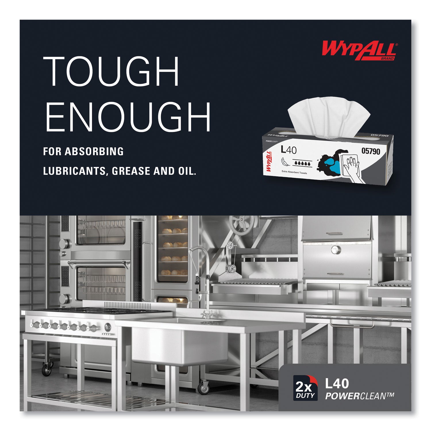 Wypall PowerClean L40 Extra Absorbent Towels - 9.80" Width x 16.40" Length - White - 100/Box - 9 / Carton