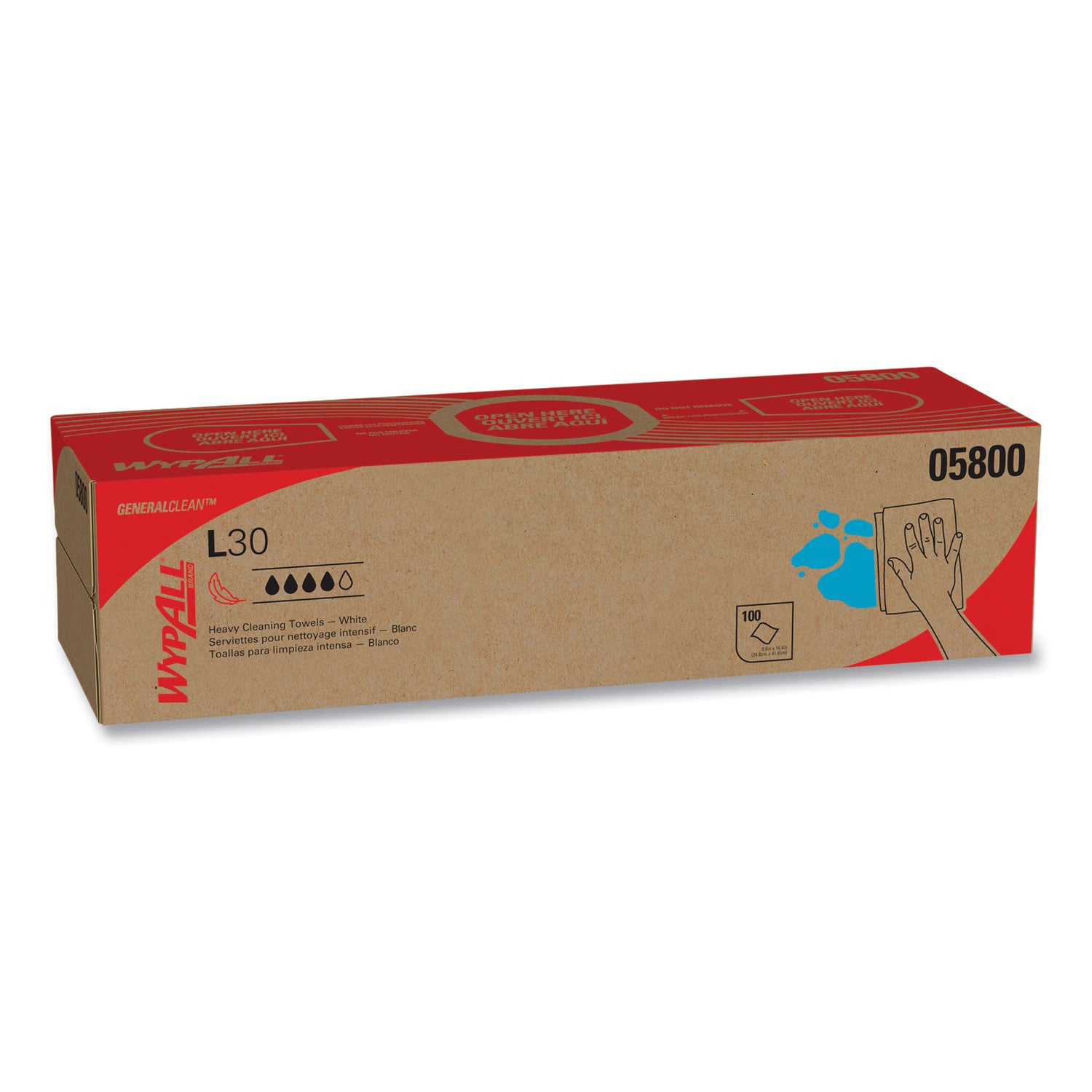 Wypall GeneralClean L30 Heavy Duty Cleaning Towels - 9.80" Width x 16.40" Length - White - 100/Box - 1 Carton