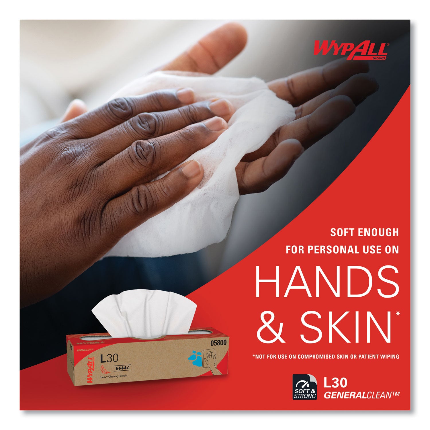 Wypall GeneralClean L30 Heavy Duty Cleaning Towels - 9.80" Width x 16.40" Length - White - 100/Box - 1 Carton