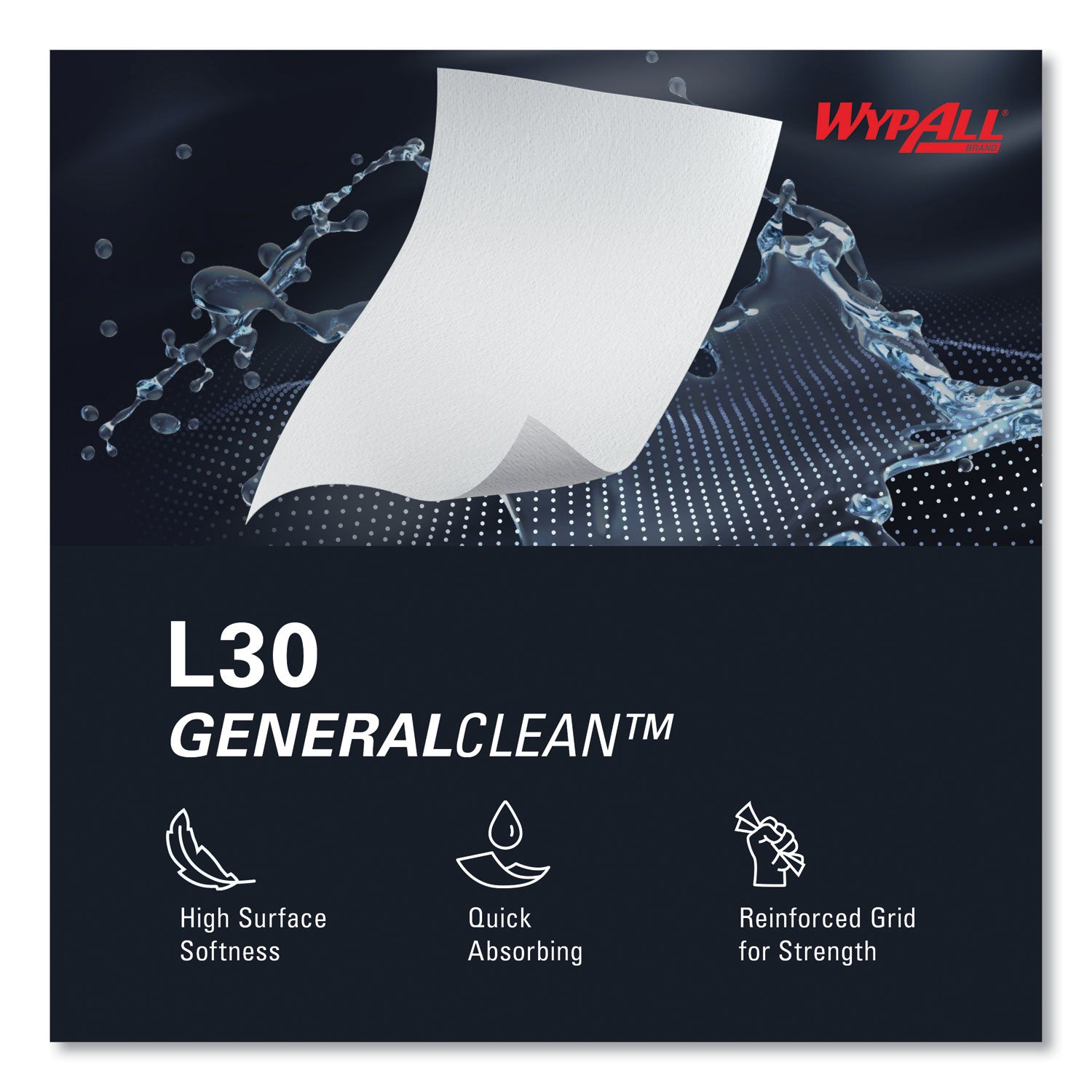Wypall GeneralClean L30 Heavy Duty Cleaning Towels - 9.80" Width x 16.40" Length - White - 100/Box - 1 Carton