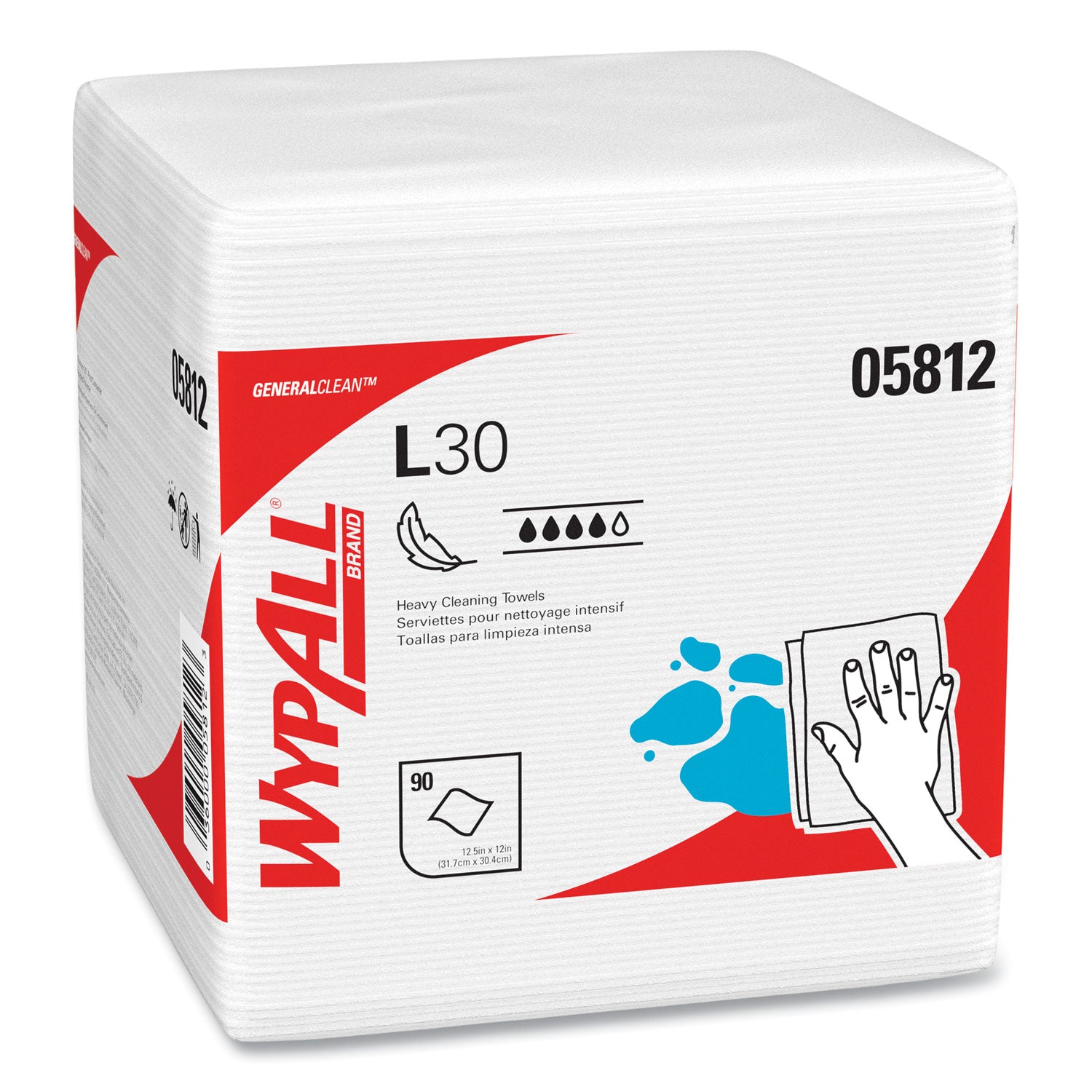 Wypall GeneralClean L30 Heavy Duty Cleaning Towels - 12" Length x 12.50" Width - White - 1 Pack