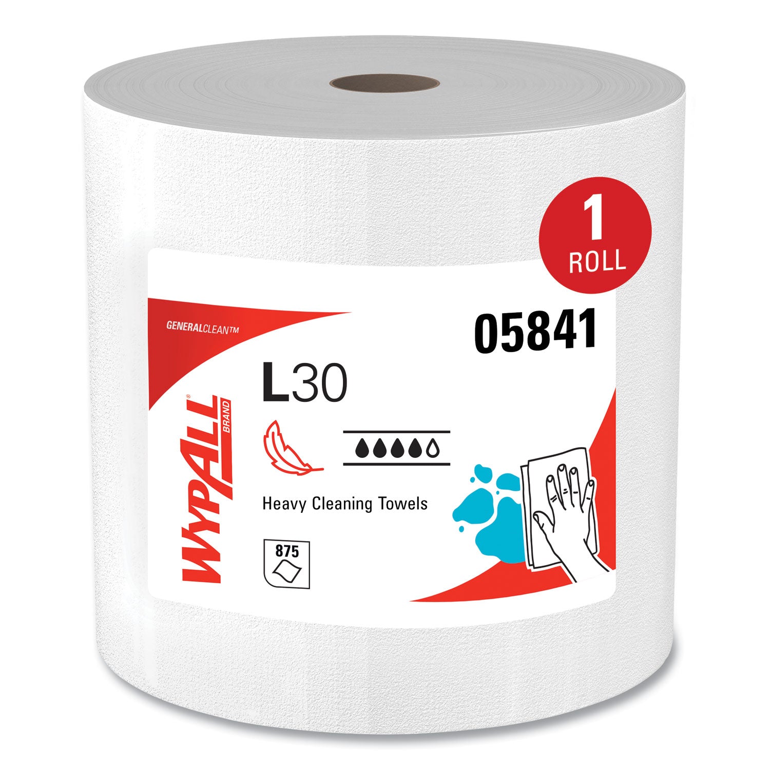 Wypall GeneralClean L30 Heavy Duty Cleaning Towels, 875 Sheets per Roll, White, 1 Carton
