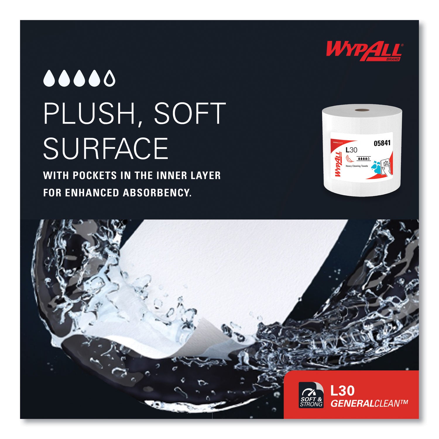 Wypall GeneralClean L30 Heavy Duty Cleaning Towels, 875 Sheets per Roll, White, 1 Carton
