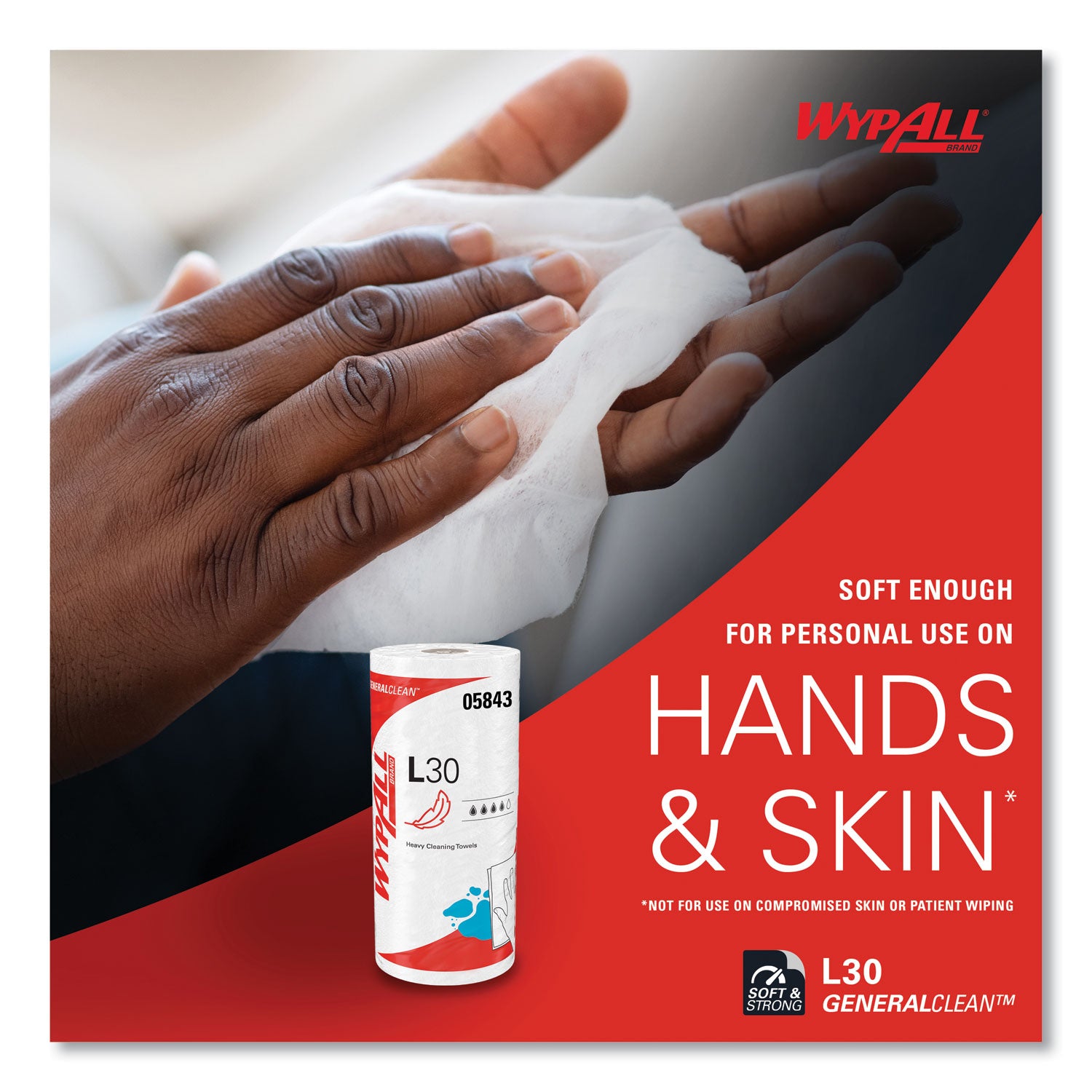 Wypall GeneralClean L30 Heavy Cleaning Towels - 11" Width x 10.40" Length - 70 Sheets/Roll - White - 70/Roll - 1 Each