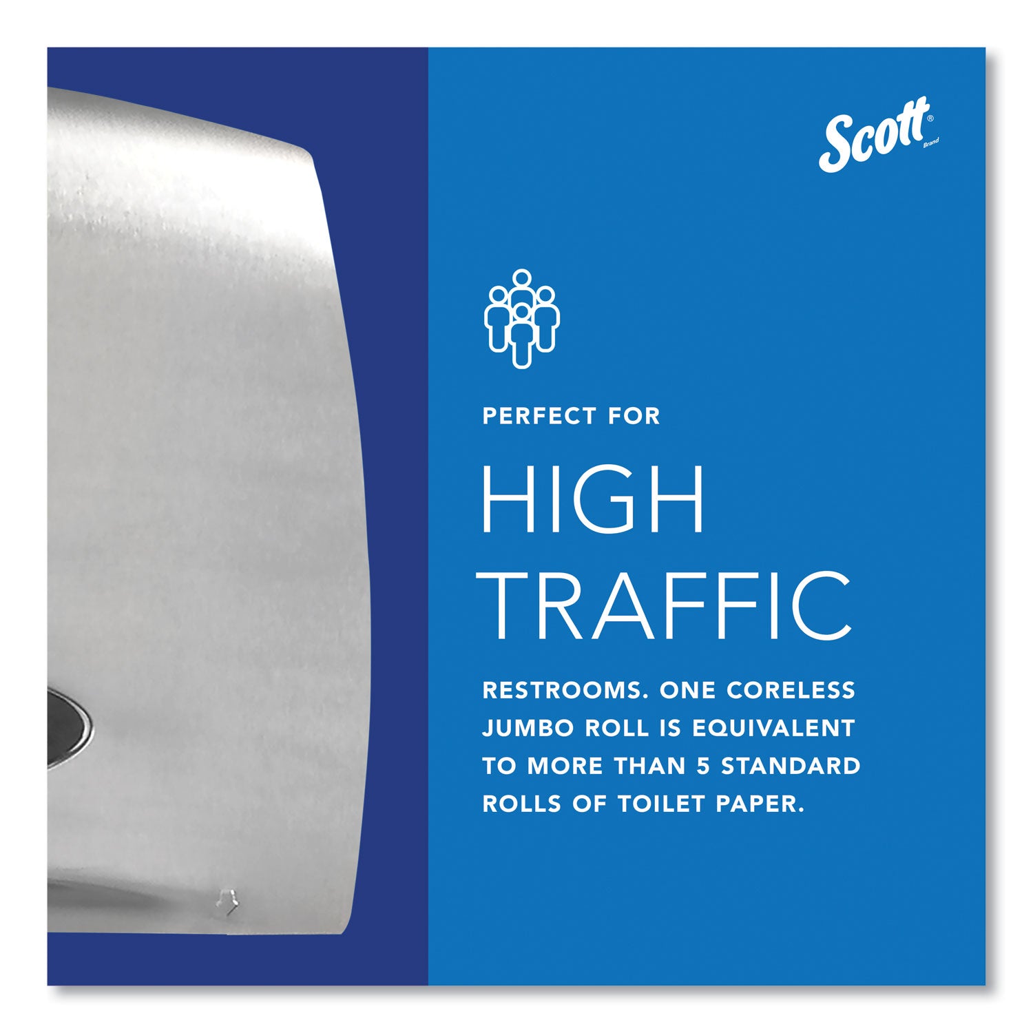 Roll Dispenser - 1 x Roll - 9.38" Roll Diameter - 9.8" Height x 14.3" Width x 6" Depth - Stainless Steel - 1 Carton