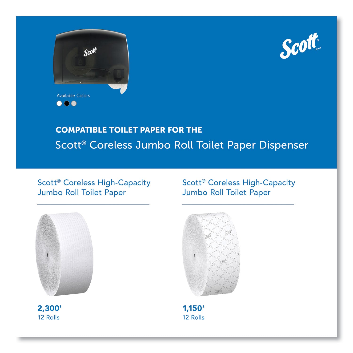 Scott Essential Coreless Jumbo Roll Toilet Paper Dispenser - Coreless Dispenser - 1 x Roll - 9.8" Height x 14.3" Width x 6" Depth - Plastic - Black - Durable - 1 Each