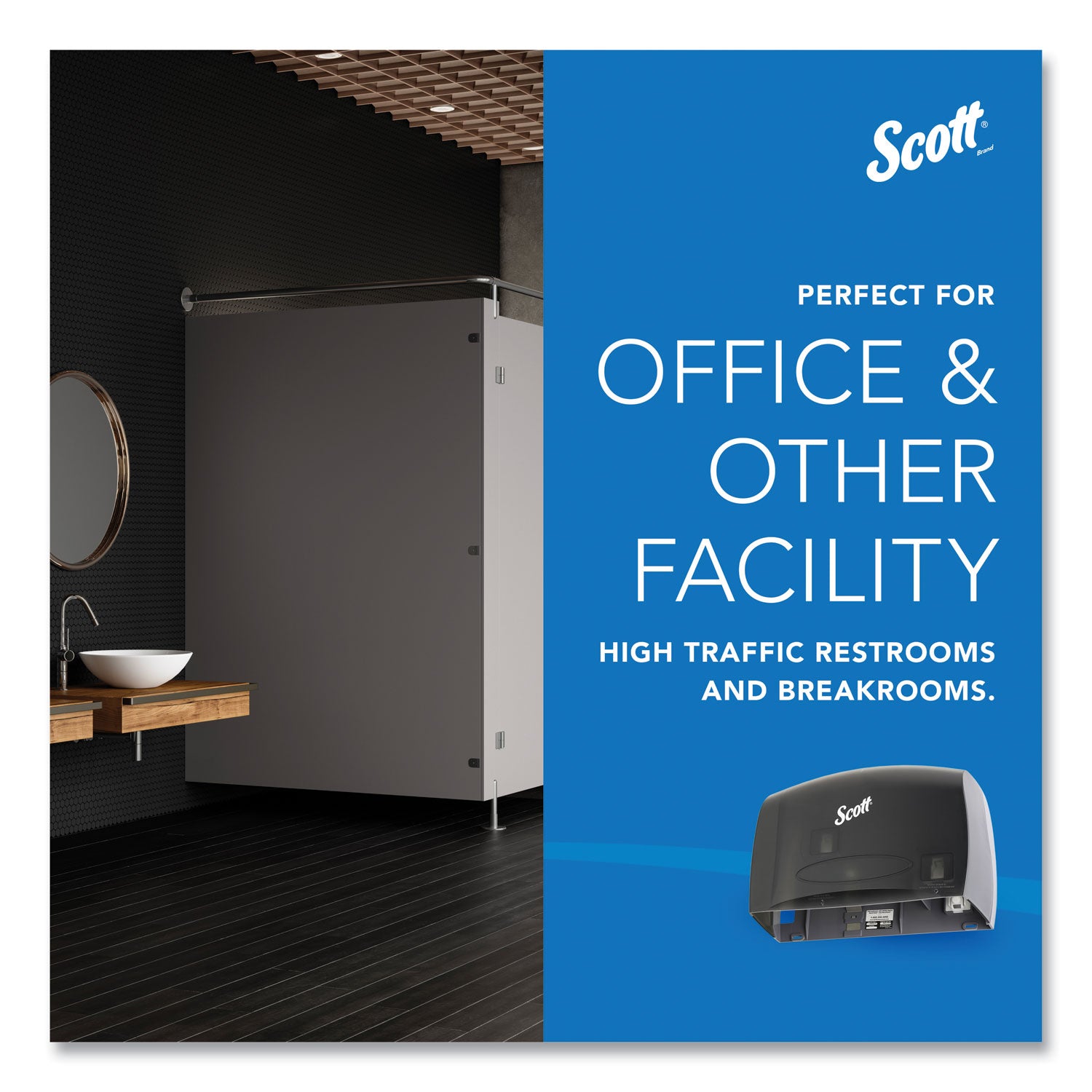 Scott Essential Coreless Jumbo Roll Toilet Paper Dispenser - Coreless Dispenser - 1 x Roll - 9.8" Height x 14.3" Width x 6" Depth - Plastic - Black - Durable - 1 Each