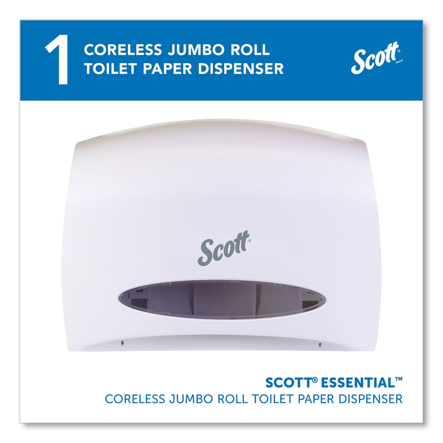 Scott Essential Coreless Jumbo Roll Toilet Paper Dispenser, White, 9.8" x 14.3" x 6", 1 Carton