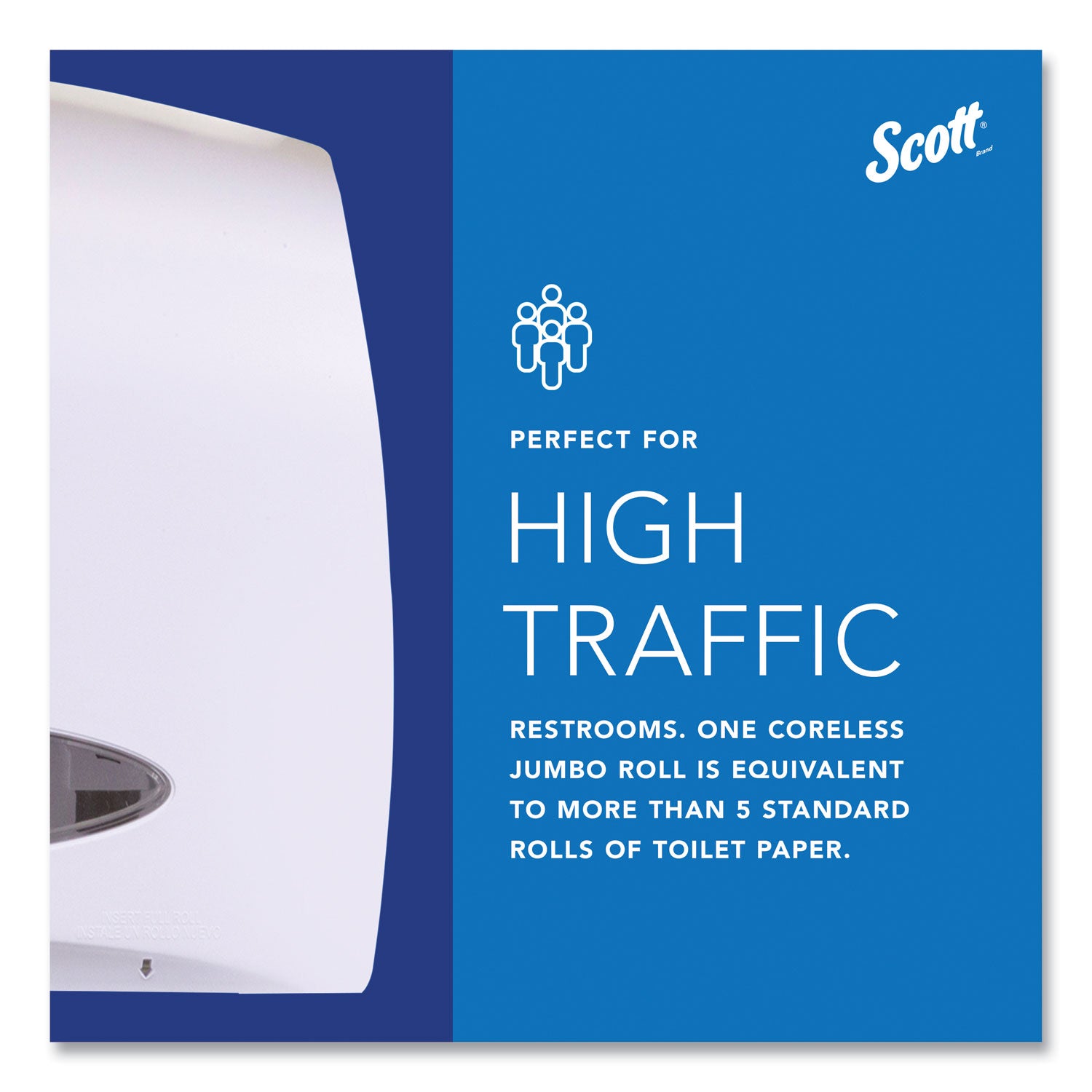 Scott Essential Coreless Jumbo Roll Toilet Paper Dispenser, White, 9.8" x 14.3" x 6", 1 Carton