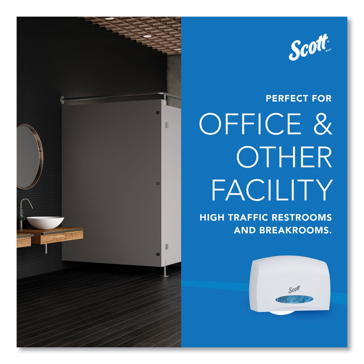 Scott Essential Coreless Jumbo Roll Toilet Paper Dispenser, White, 9.8" x 14.3" x 6", 1 Carton