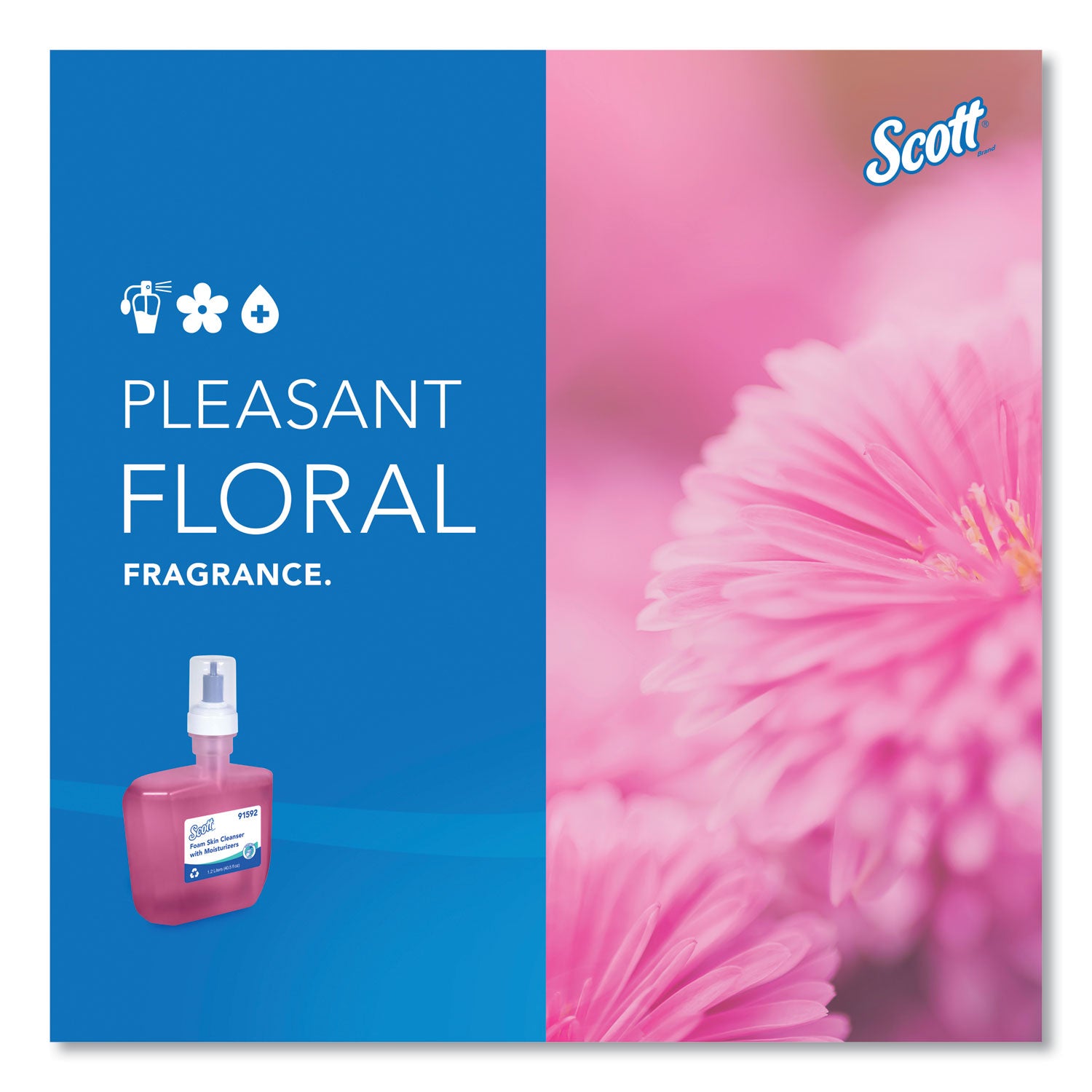 Scott Foam Hand Soap with Moisturizers - Foam - 1.27 quart - Floral - Hands-free Dispenser - For All Skin - Moisturising Hands-free Dispenser - 2 / Carton