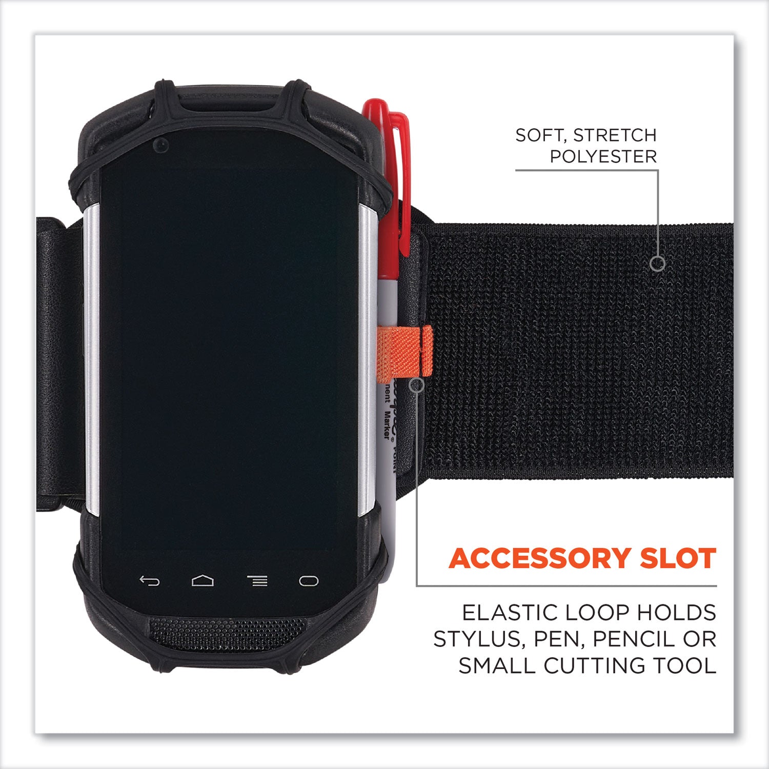 Ergodyne Squids 5545 Wrist Mount, Black, Landscape/Portrait Orientation, 360° Rotation, Fits Scanner, Mobile Computer, Smartphone, Stylus, Tool, Includes Extended Strap, 1 Each