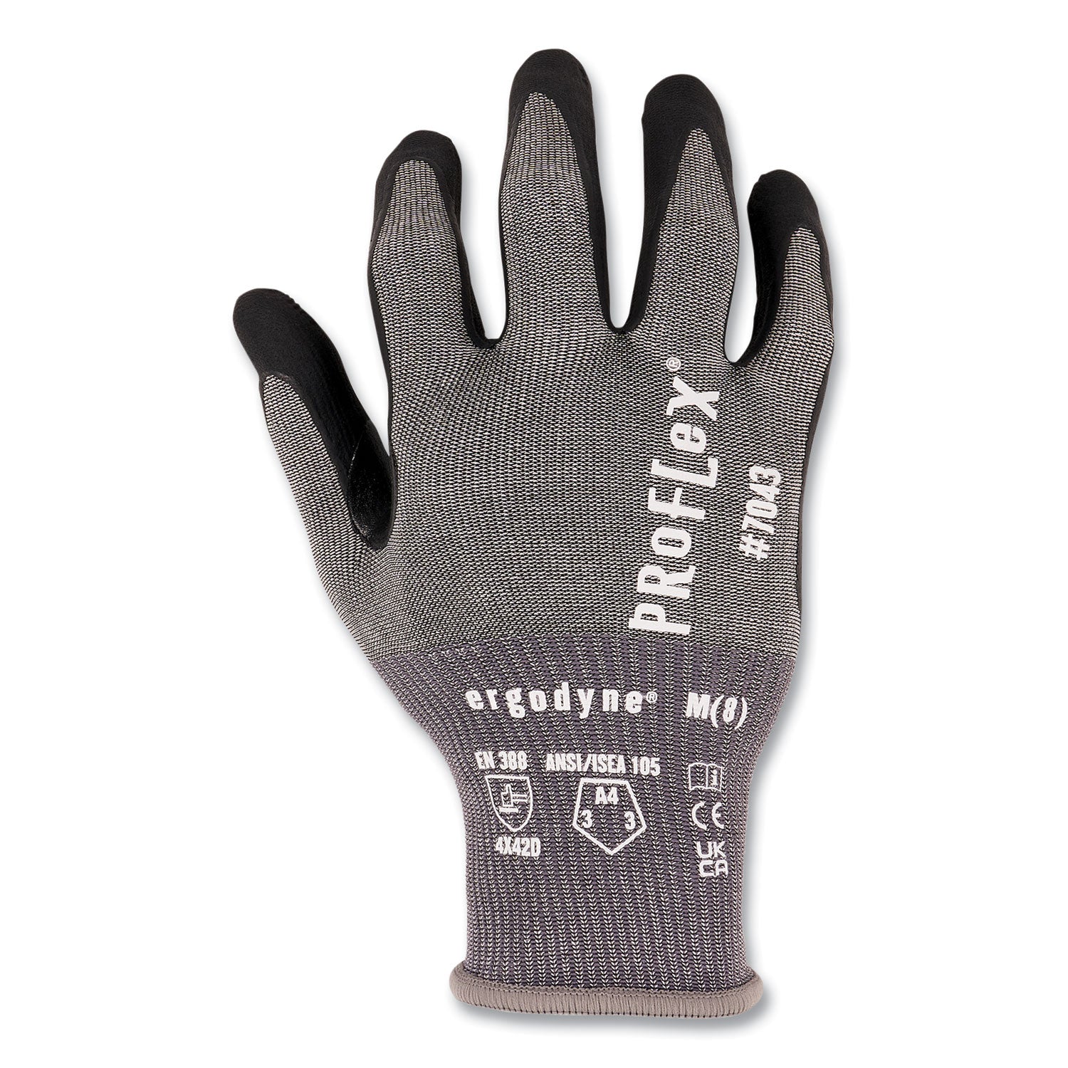 Ergodyne ProFlex 7043 Nitrile-Coated Cut-Resistant Gloves, Large, Gray, Touchscreen Capable, ANSI A4 Cut Level, 18-Gauge HPPE/Nylon Spandex, 2 Pairs per Pack