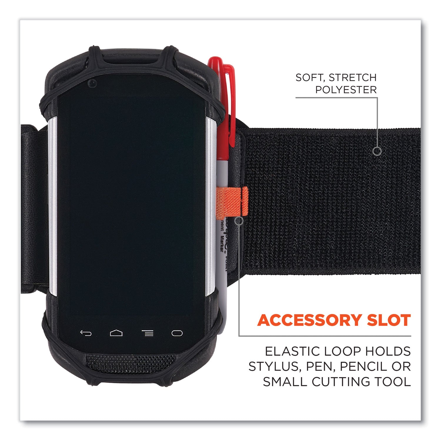 Ergodyne Squids 5545 Wrist Mount, Black, Landscape/Portrait Orientation, 360° Rotation, Flexible Fit, Includes Extended Strap, 1 Each