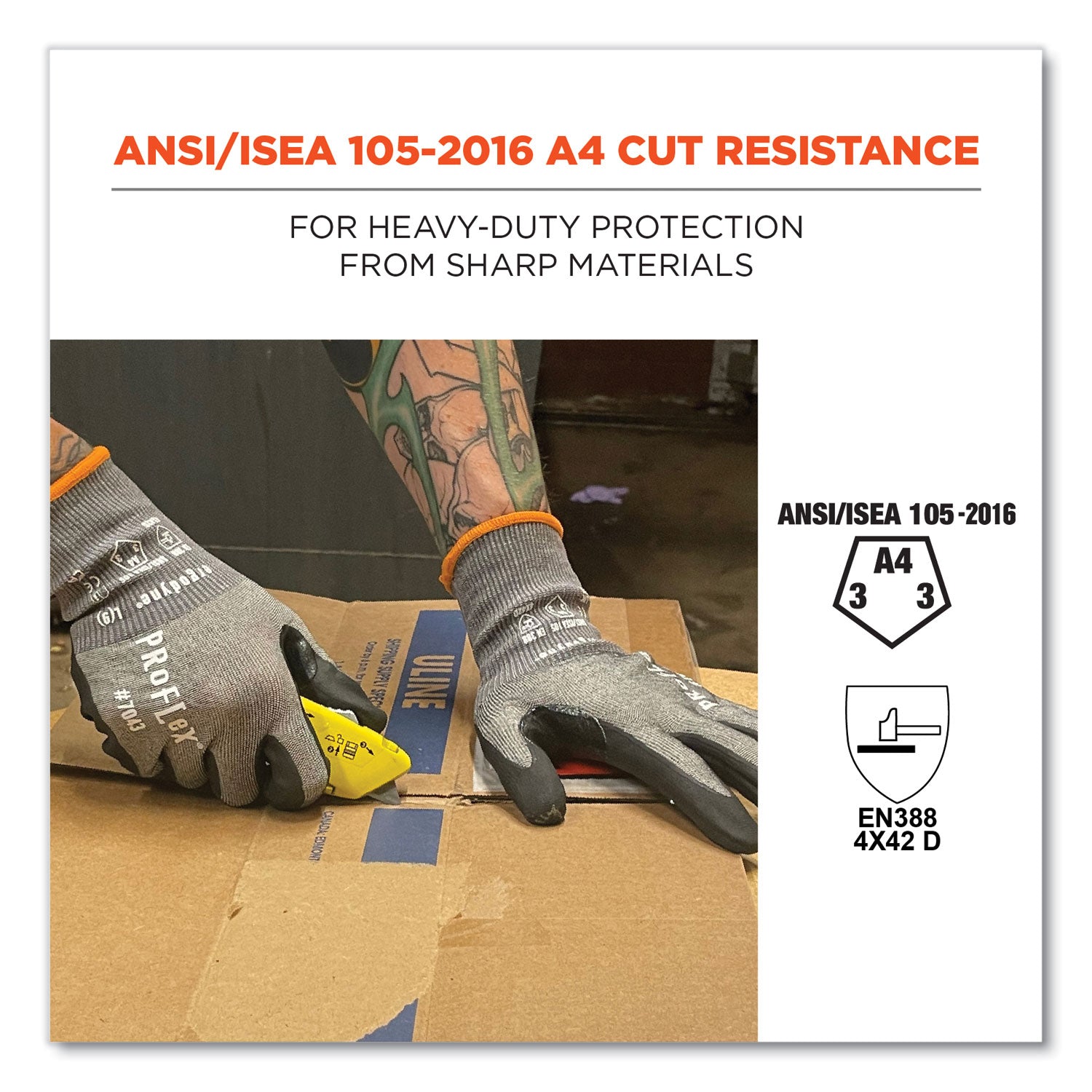 Ergodyne ProFlex 7043 Nitrile-Coated Cut-Resistant Gloves, X-Large, Gray, Touchscreen Capable, ANSI A4 Cut Level, 18-Gauge HPPE/Nylon Spandex, Reinforced Thumb, 2 Pairs per Pack
