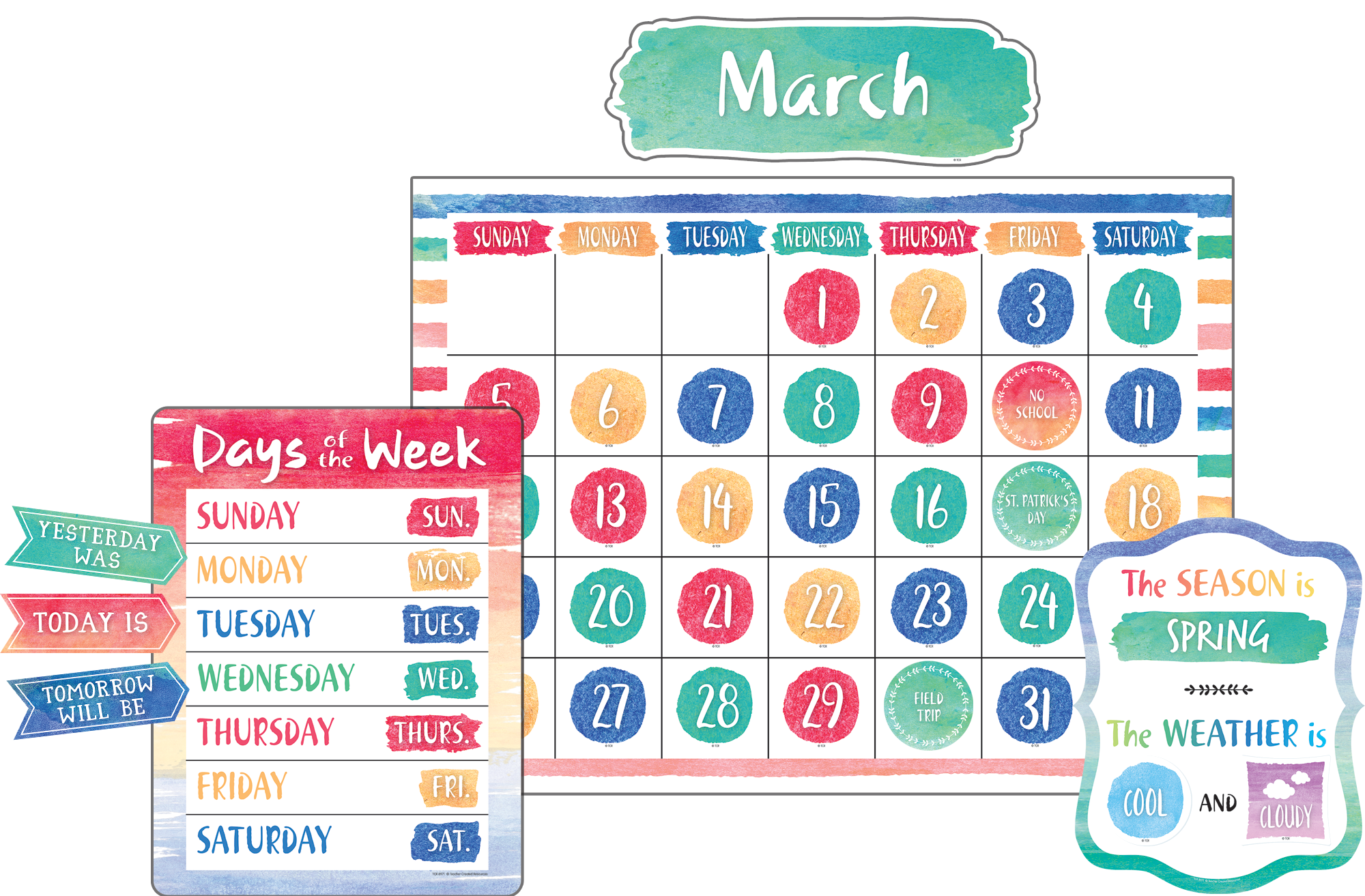 Watercolor Calendar Bulletin Board