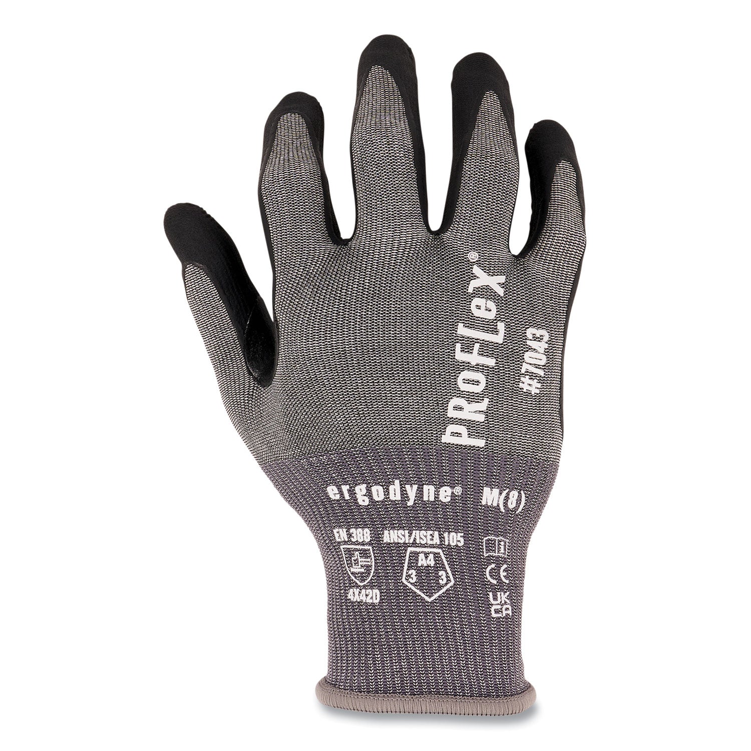 Ergodyne ProFlex 7043 Nitrile-Coated Cut-Resistant Gloves, X-Large, Gray, Touchscreen Capable, ANSI A4 Cut Level, 18-Gauge HPPE/Nylon Spandex, Reinforced Thumb, 2 Pairs per Pack