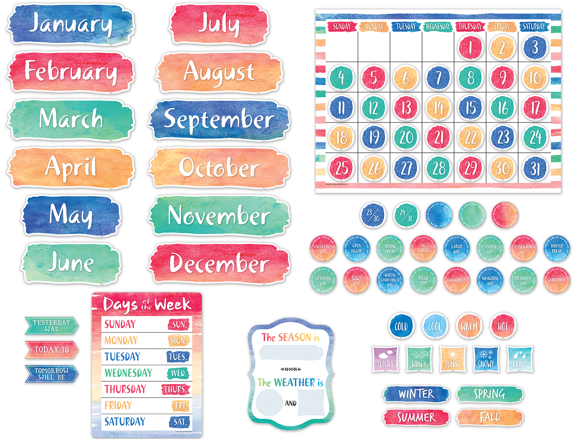 Watercolor Calendar Bulletin Board