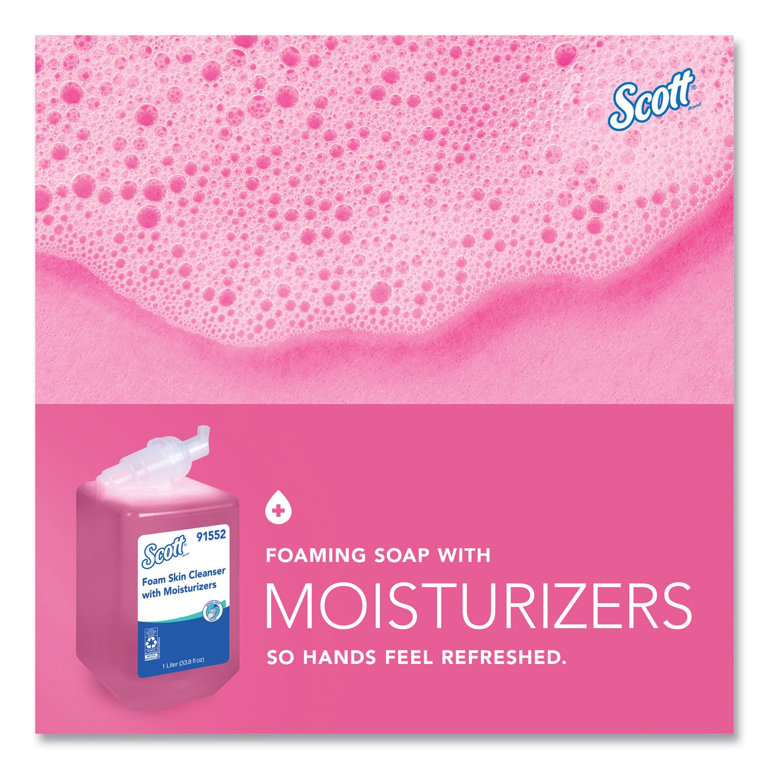 Scott Foam Skin Cleanser w/Moisturizers - Floral Scent - 1.06 quart - Hands-free Dispenser - Kill Germs - Office, Healthcare - Moisturizing - Pink - 1 Each