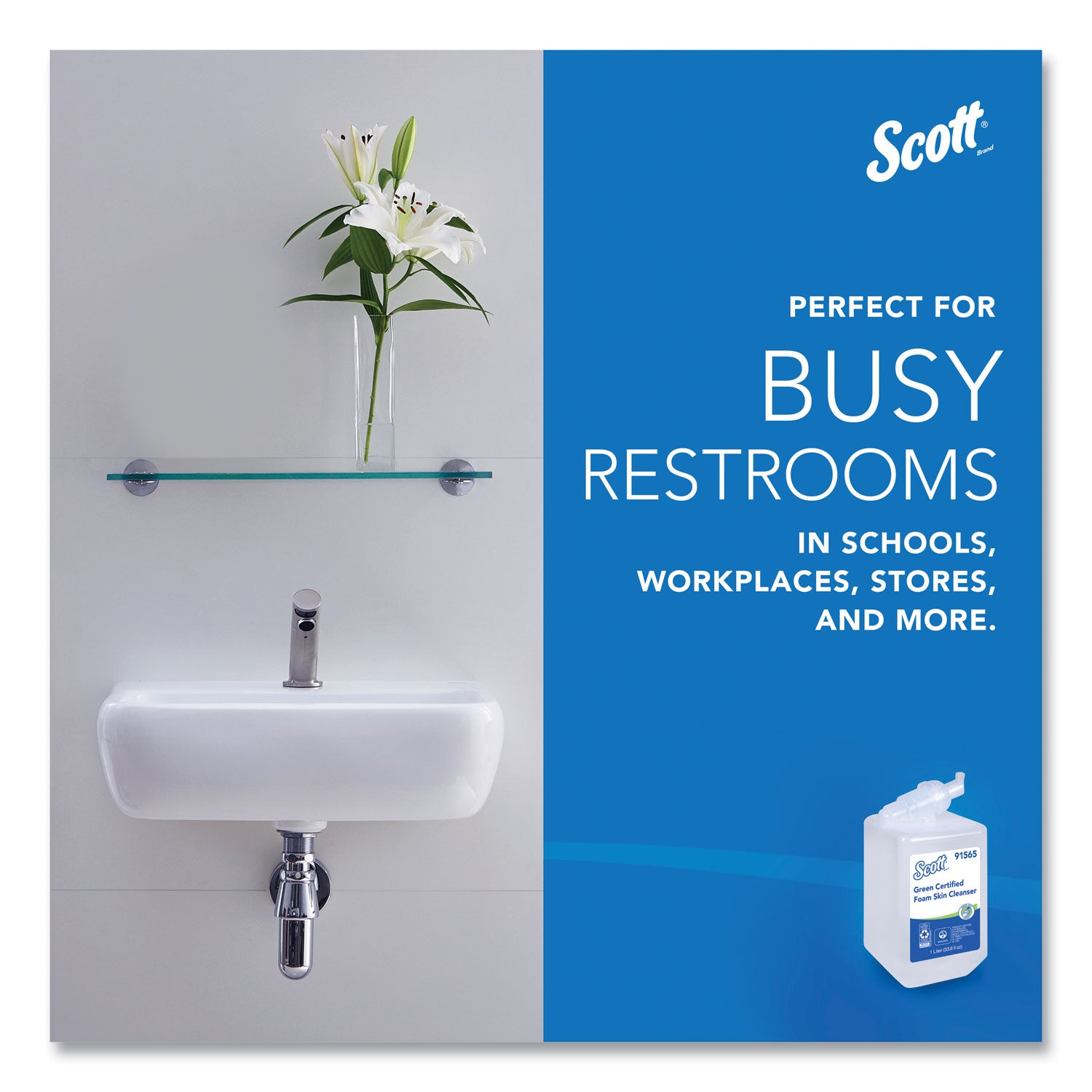 Scott Green Certified Foam Hand Soap - 1.06 quart - Hands-free Dispenser - Hand - Clear - Dye-free, Fragrance-free, Recyclable - 6 / Carton