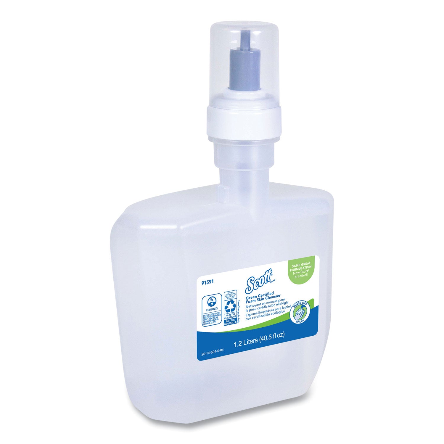 Scott Green Certified Foam Hand Soap - Foam - 1.27 quart - Applicable on Hand - Dye-free, Fragrance-free - 2 / Carton