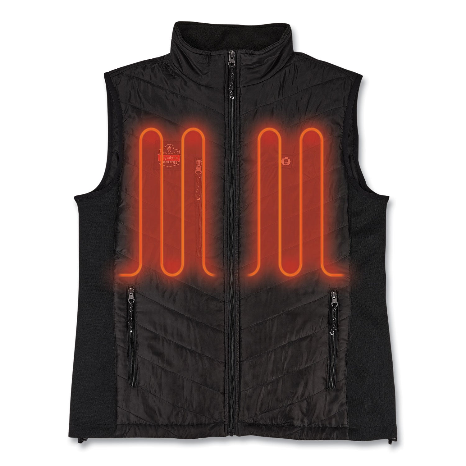 Ergodyne N-Ferno 6495 Rechargeable Heated Vest, Large, 47" Waist, Black, 5 Pockets, Insulated, Lightweight, Breathable, Adjustable, Machine Washable, Wind Resistant, 1 Each