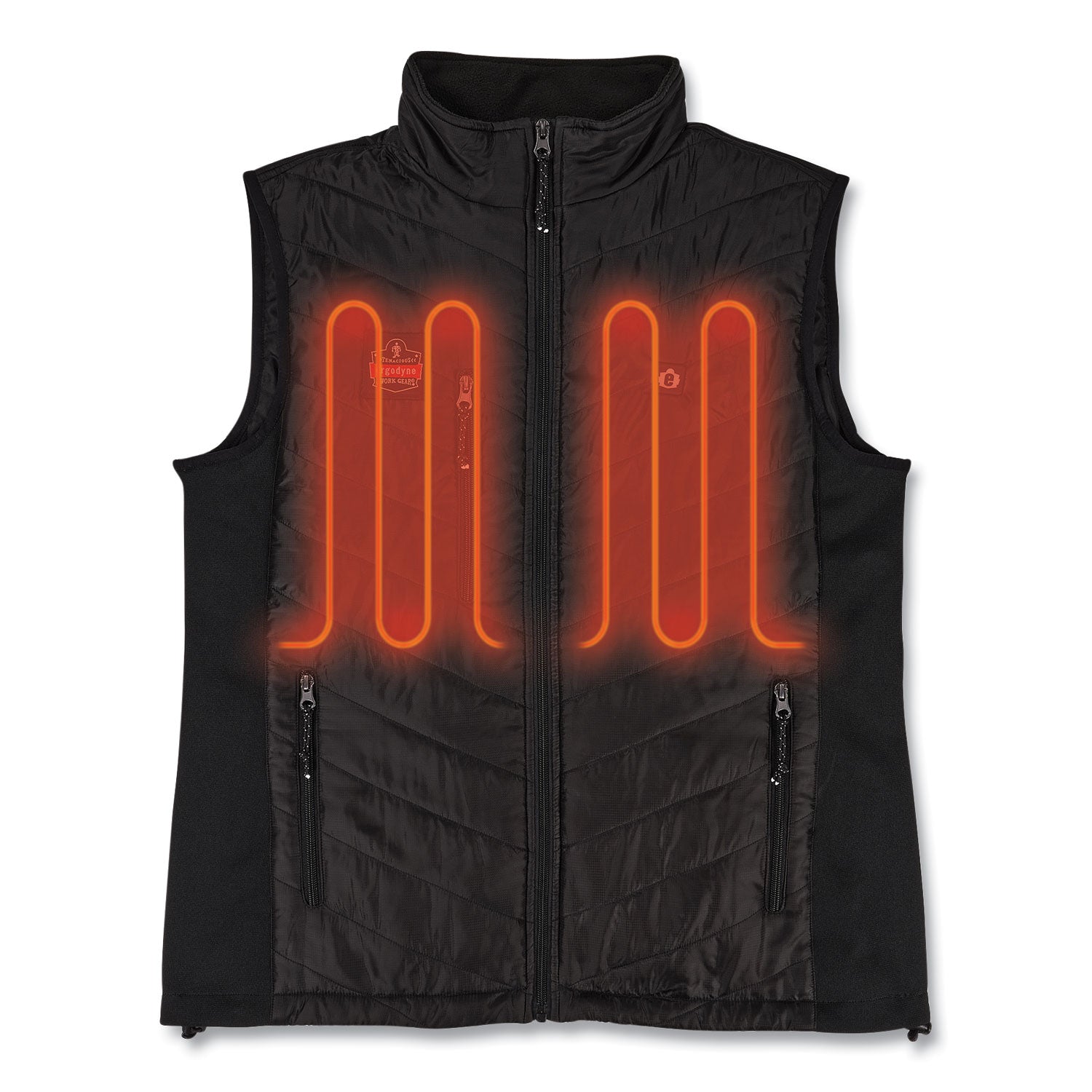 Ergodyne N-Ferno 6495 Rechargeable Heated Vest, Medium, Black, 45.5" Waist, 5 Pockets, Insulated, Lightweight, Breathable, Adjustable, Machine Washable, Wind Resistant, 1 Each