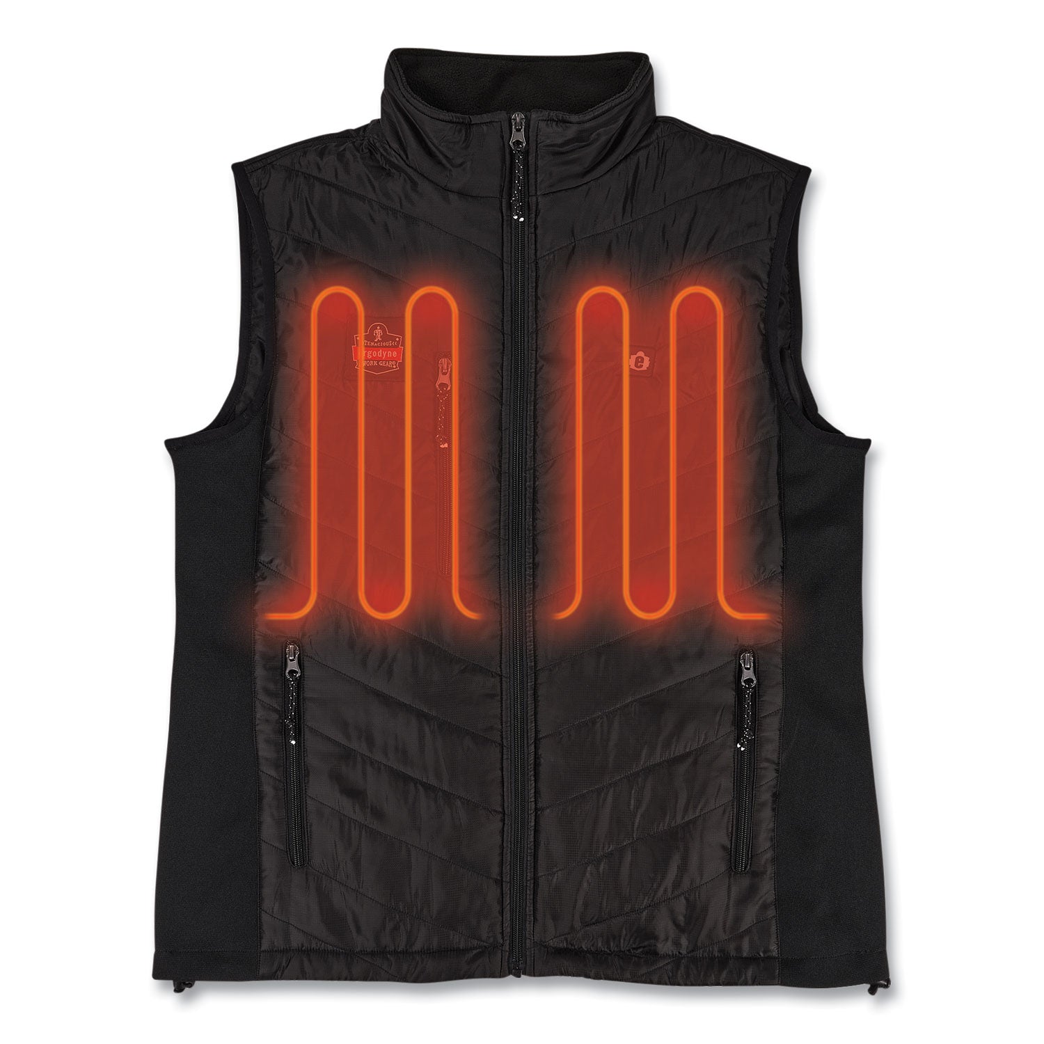 Ergodyne N-Ferno 6495 Rechargeable Heated Vest, 3XL, 51.5" Waist, Black, Polyester/Spandex, Zipper Closure, 5 Pockets, Insulated, Lightweight, Breathable, Adjustable, 1 Each