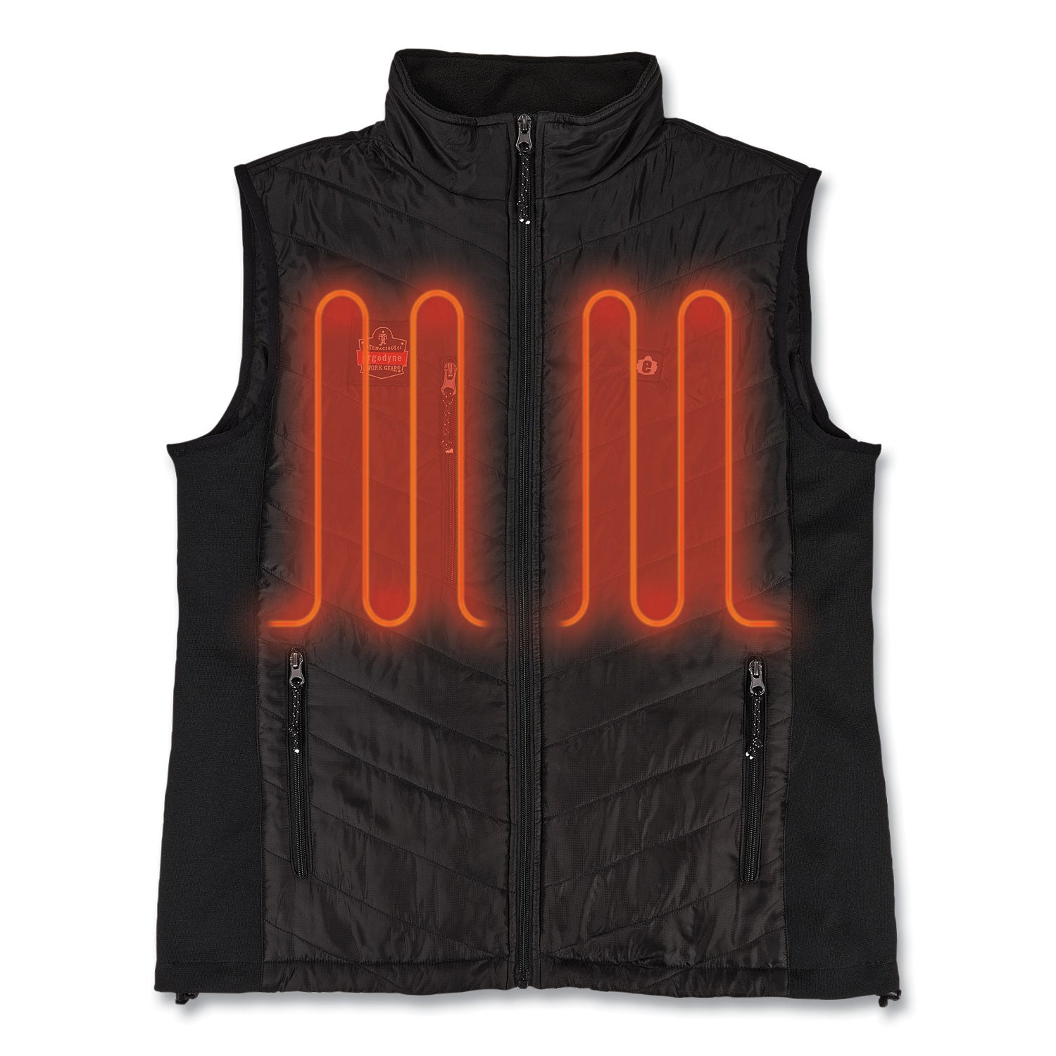 Ergodyne N-Ferno 6495 Rechargeable Heated Vest, 4XL, 53" Waist, Black, Polyester/Spandex, 5 Pockets, Zipper Closure, Insulated, Lightweight, Breathable, Adjustable, 1 Each