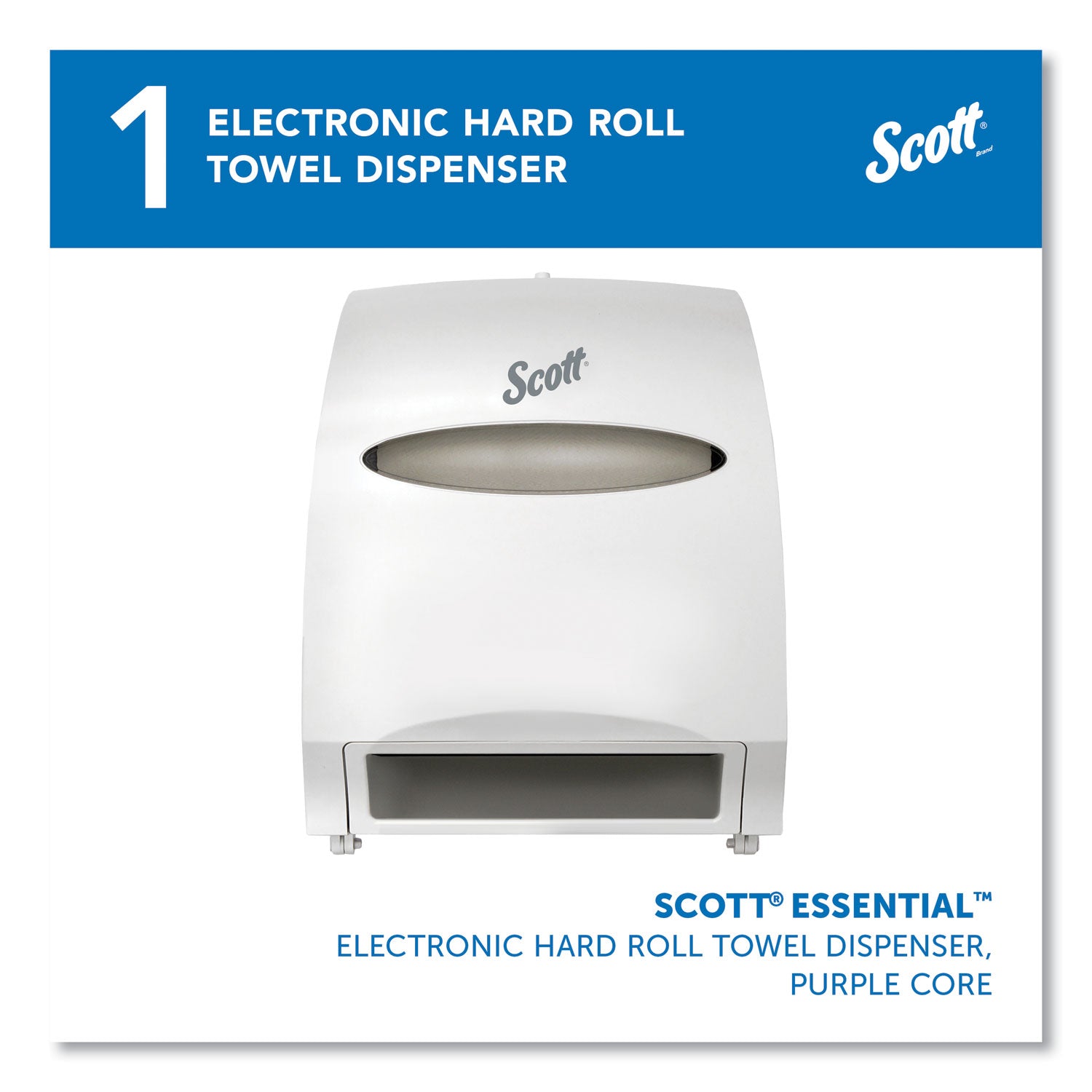 Scott Essential Automatic Hard Roll Towel Dispenser - Touchless Dispenser - 15.8" Height x 12.7" Width x 9.6" Depth - White - Durable, Key Lock, Jam Resistant - 1 Carton