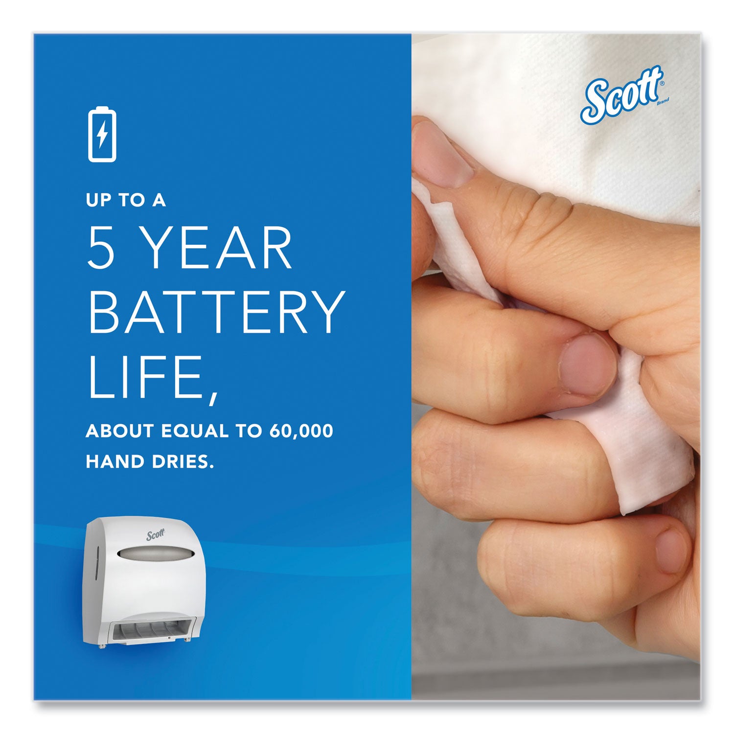 Scott Essential Automatic Hard Roll Towel Dispenser - Touchless Dispenser - 15.8" Height x 12.7" Width x 9.6" Depth - White - Durable, Key Lock, Jam Resistant - 1 Carton