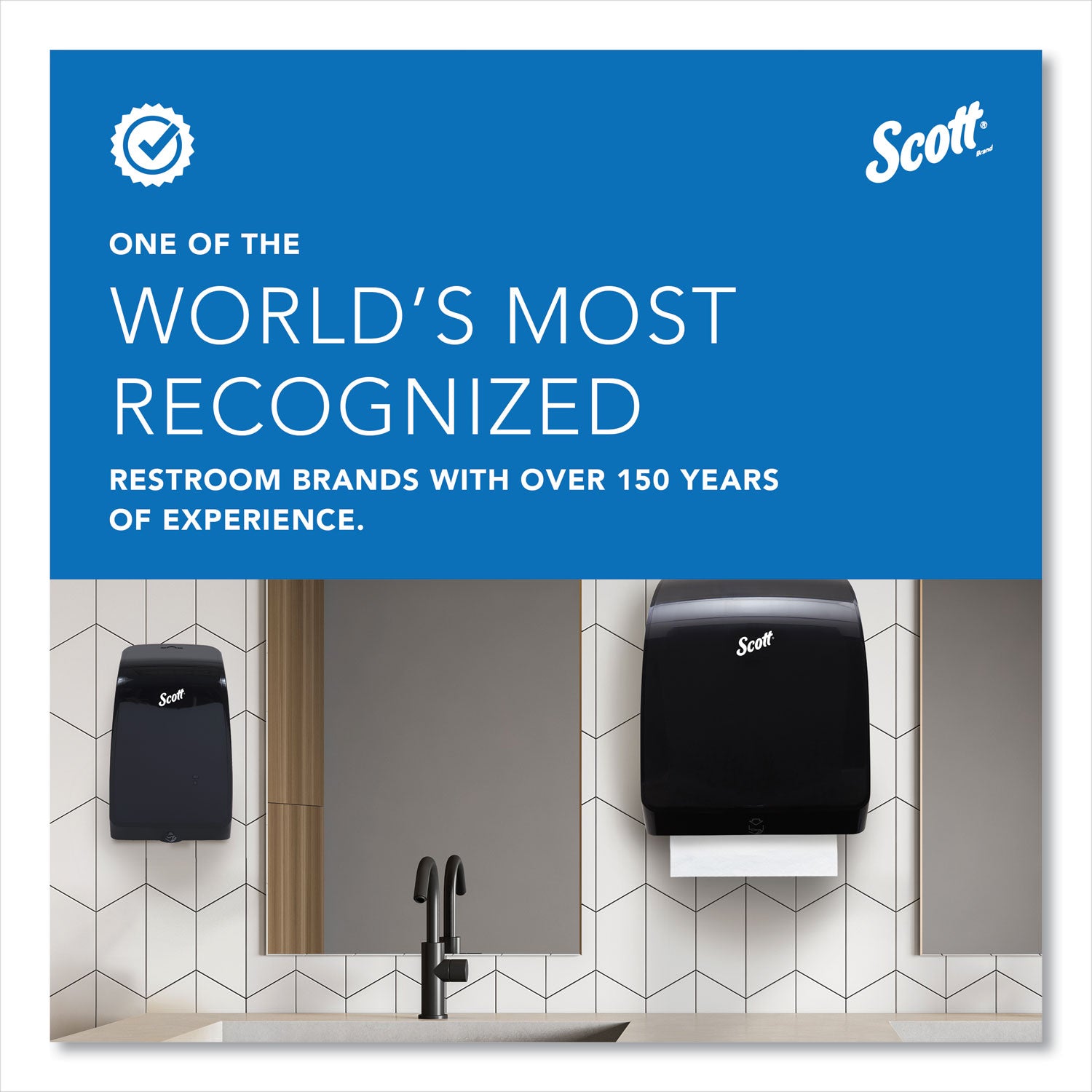 Scott Essential Automatic Hard Roll Towel Dispenser - Touchless Dispenser - 15.8" Height x 12.7" Width x 9.6" Depth - Black - Durable, Key Lock, Jam Resistant, Emergency Feed Knob, Spring Lock - 1 Carton