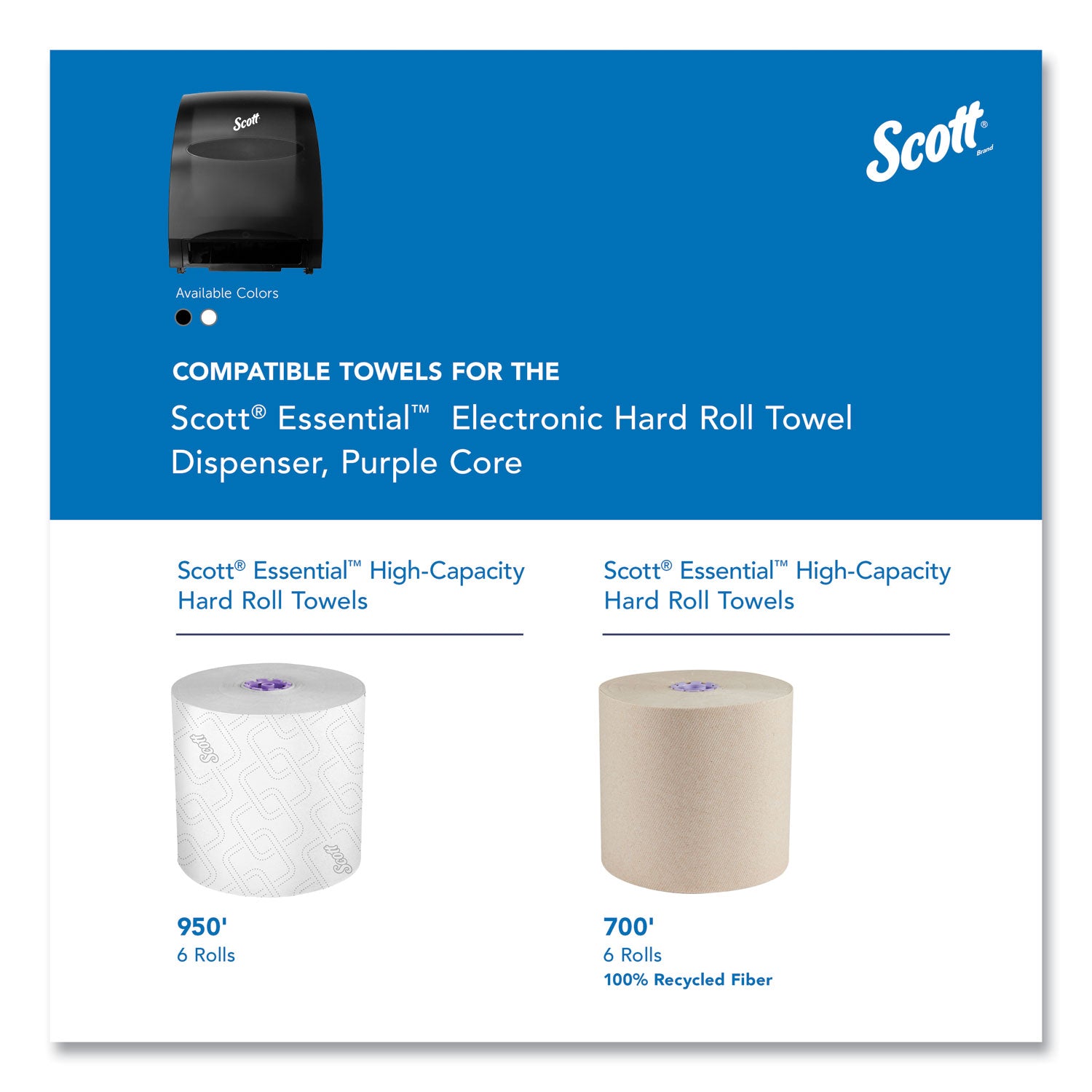 Scott Essential Automatic Hard Roll Towel Dispenser - Touchless Dispenser - 15.8" Height x 12.7" Width x 9.6" Depth - Black - Durable, Key Lock, Jam Resistant, Emergency Feed Knob, Spring Lock - 1 Carton