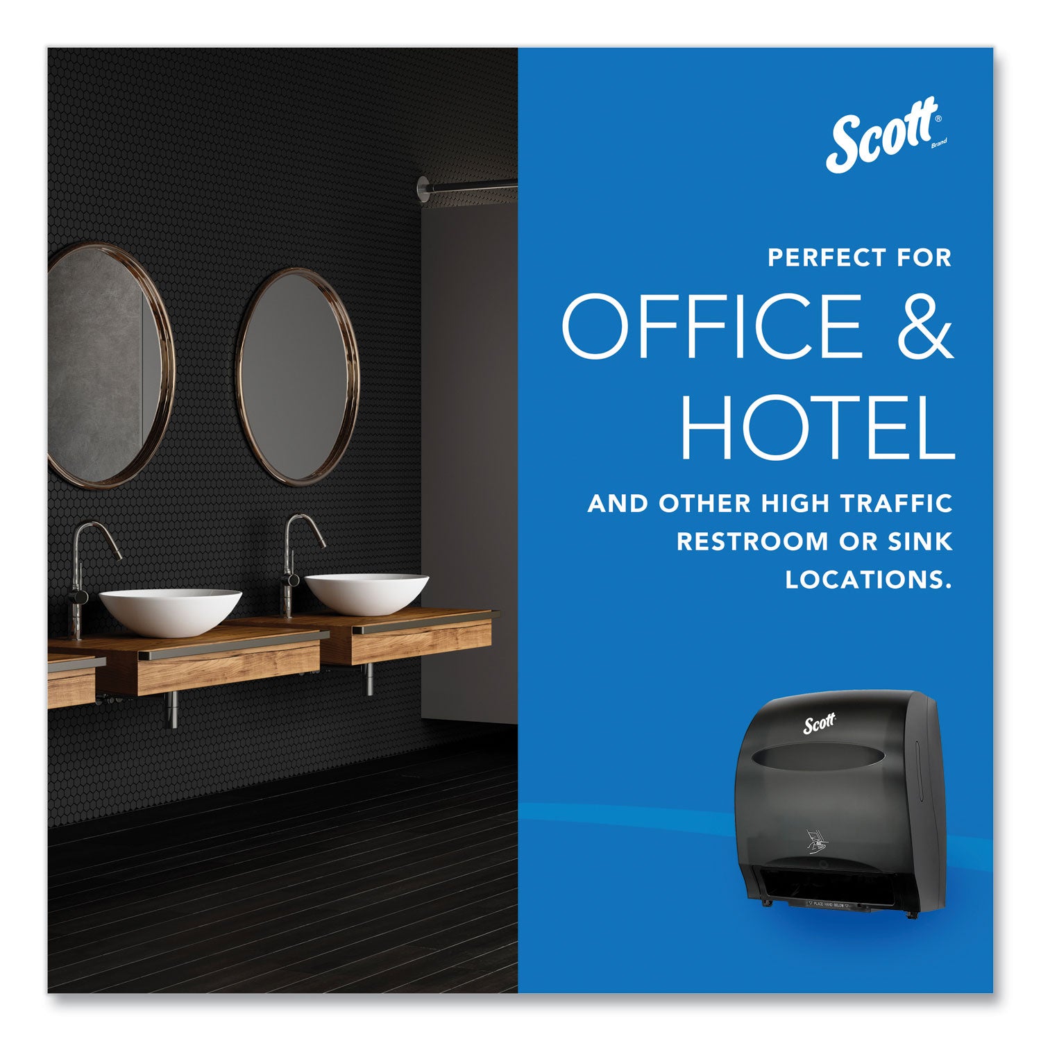 Scott Essential Automatic Hard Roll Towel Dispenser - Touchless Dispenser - 15.8" Height x 12.7" Width x 9.6" Depth - Black - Durable, Key Lock, Jam Resistant, Emergency Feed Knob, Spring Lock - 1 Carton