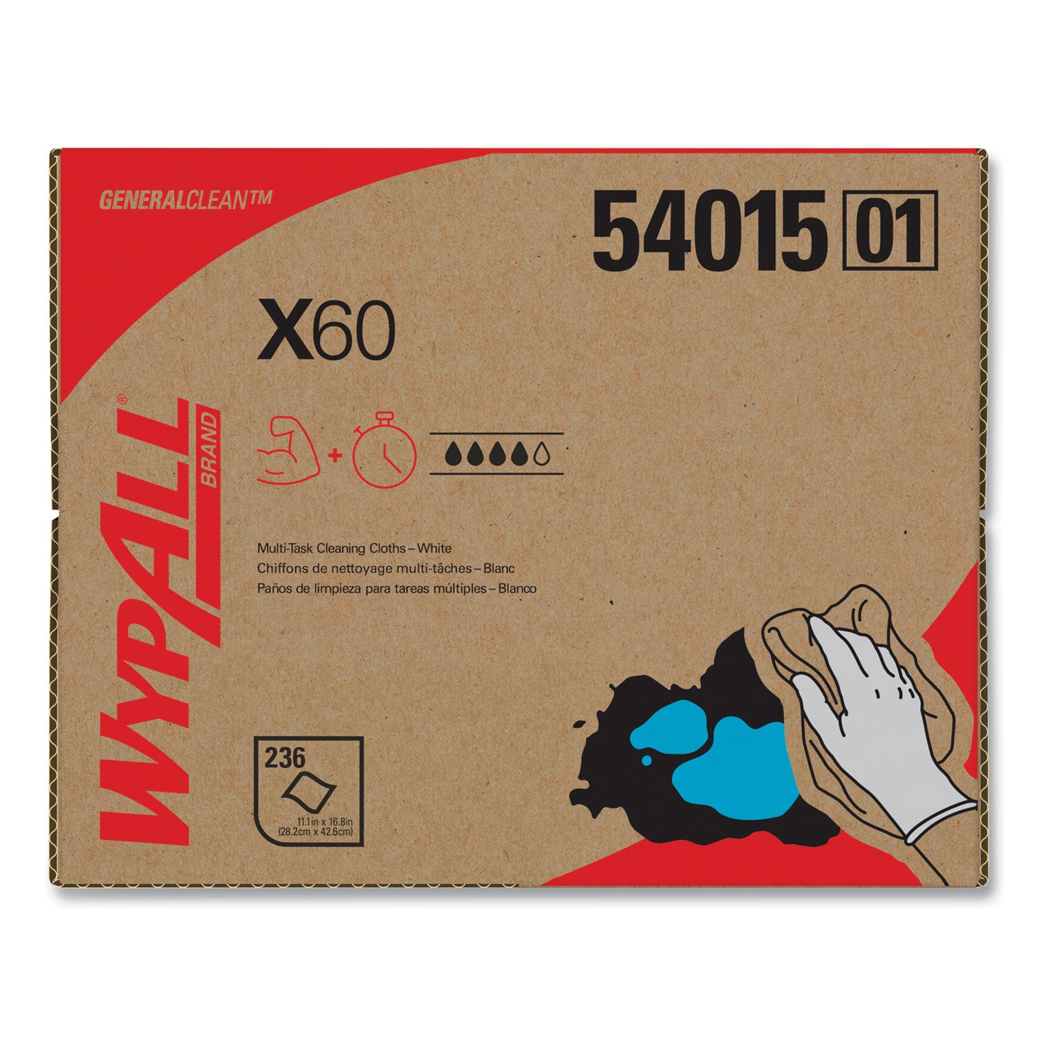 11.10" Width x 16.80" Length - White - Cloth/ - 236 / Carton