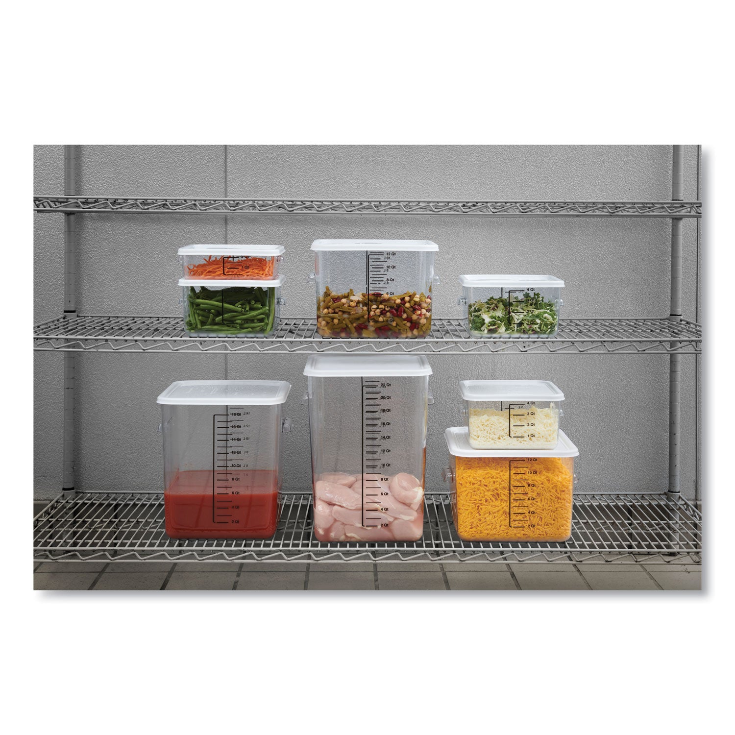 SpaceSaver Square Container Lids, 8.8 x 8.75, White, Plastic, 12/Carton