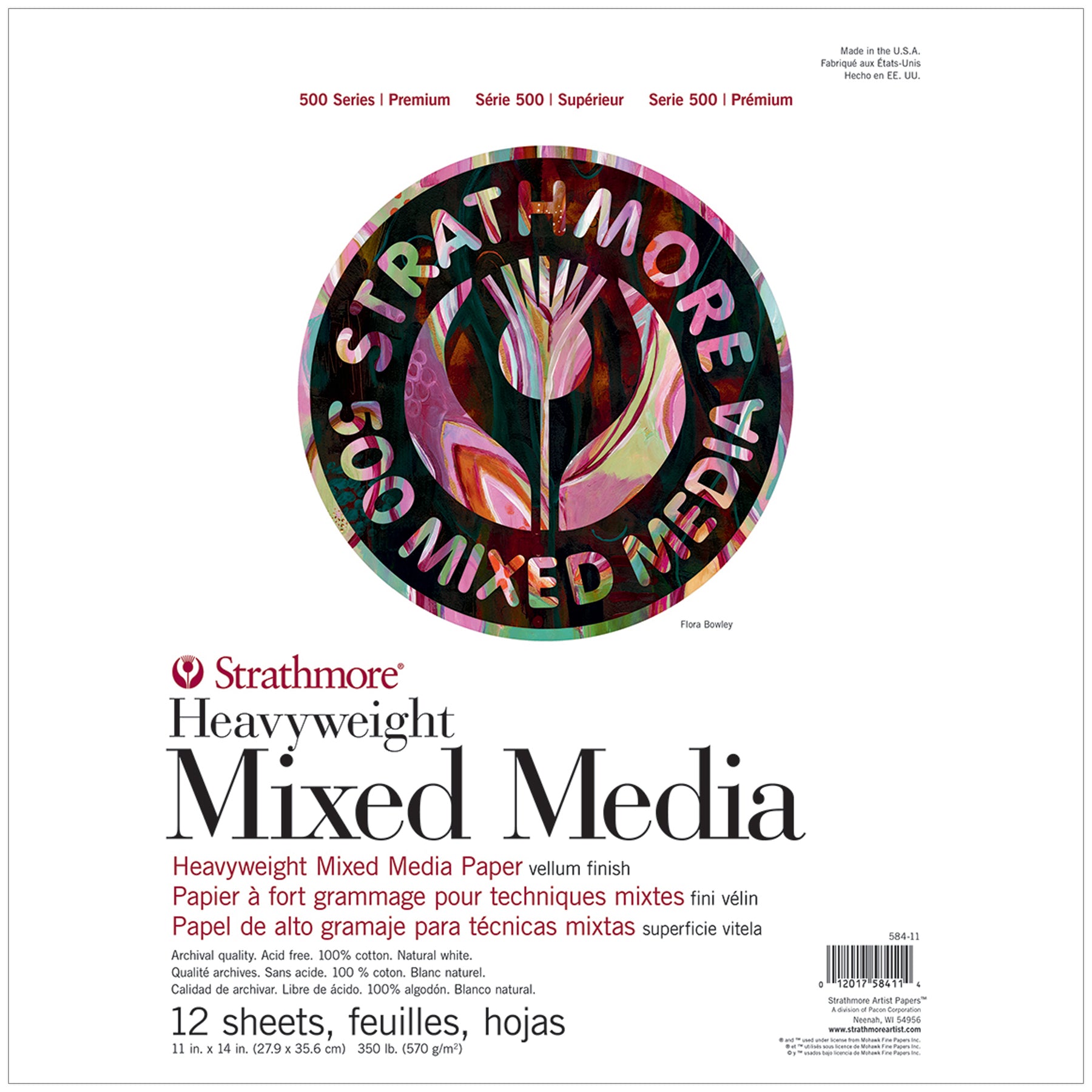 500 Series Mixed Media Pad, 12 Sheet, 11x14 inch, 1 Count