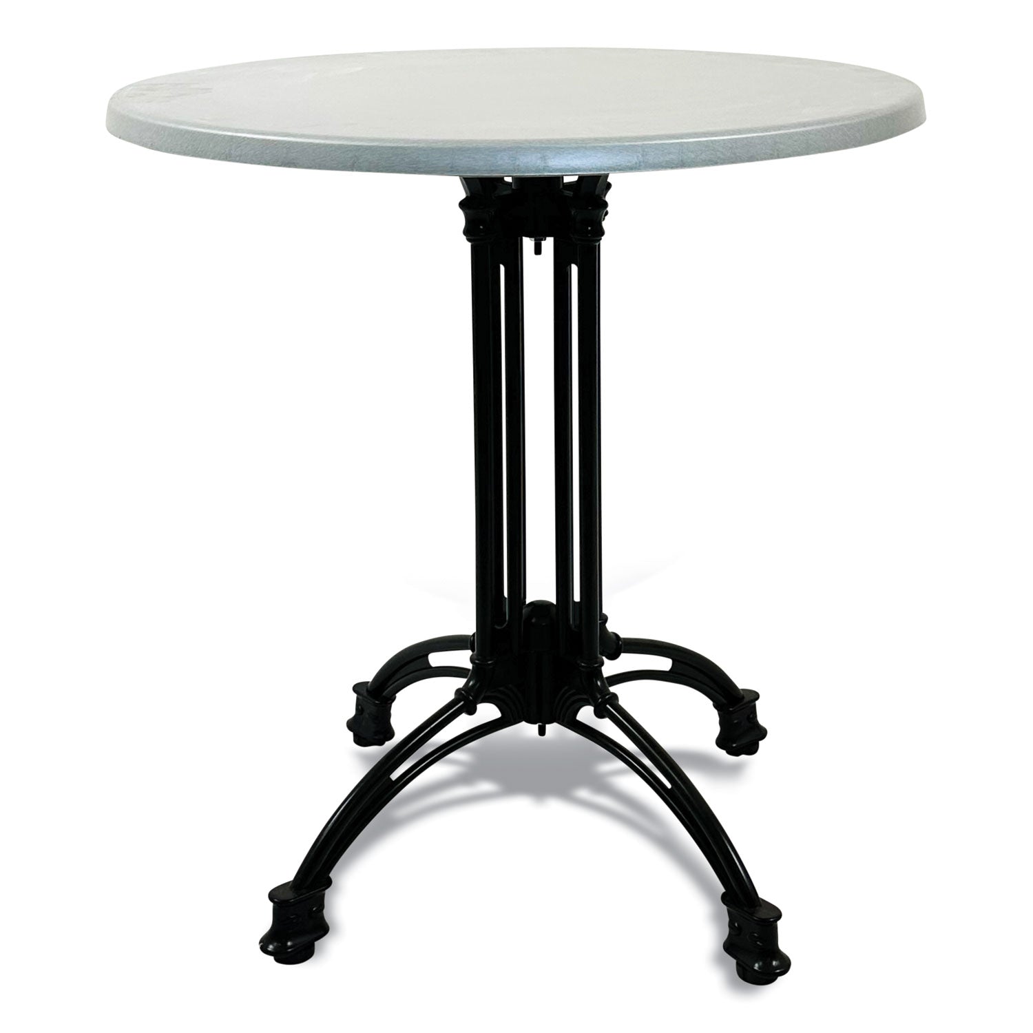 Topalit Tables, Round, 36" dia x 29"h, Silver Top, Black Iron Base/Legs