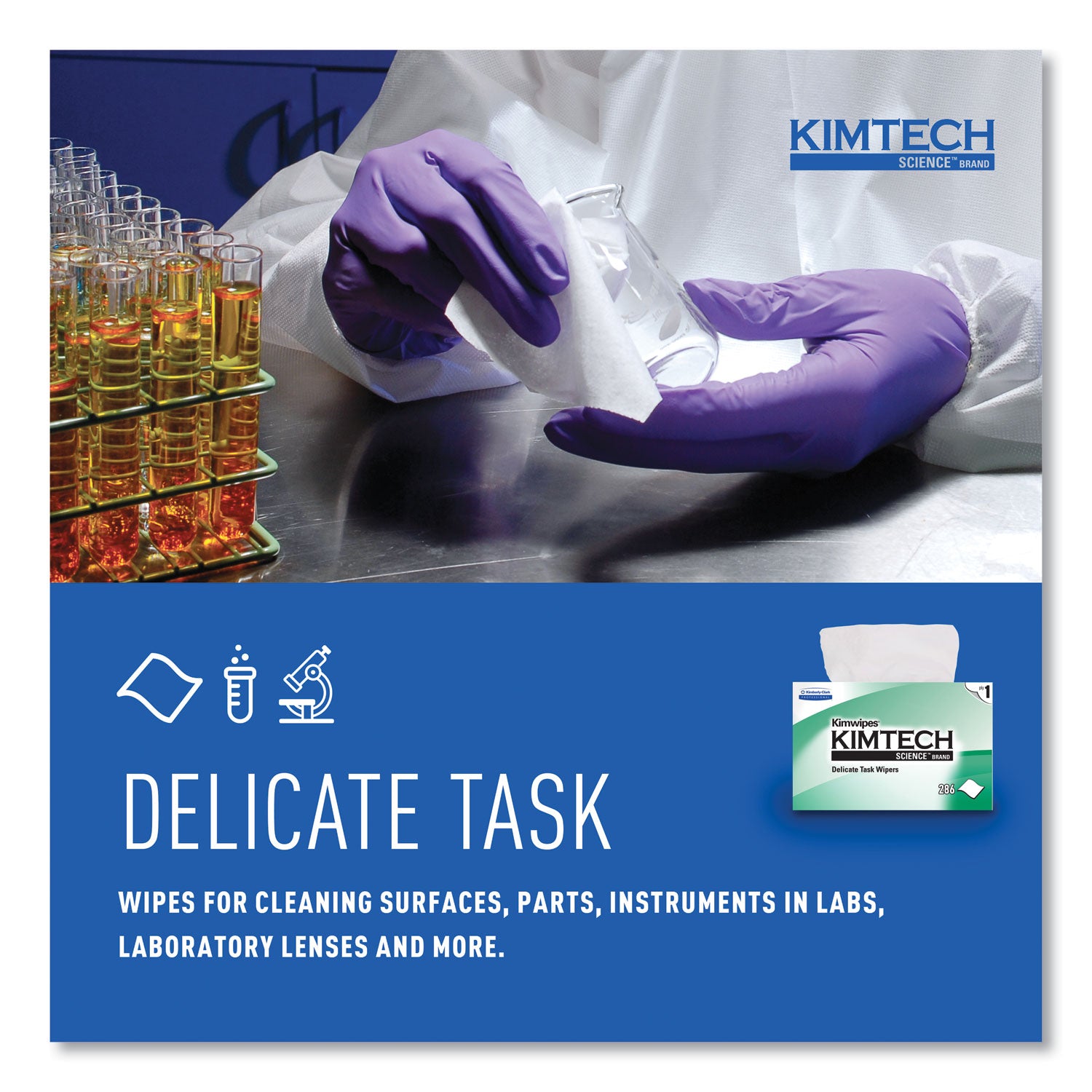 KIMTECH Science Kimwipes Delicate Task Wipers, 1 Ply, 4.39" x 8.20", White, Virgin Fiber, 286 Wipes per Pack, 1 Carton