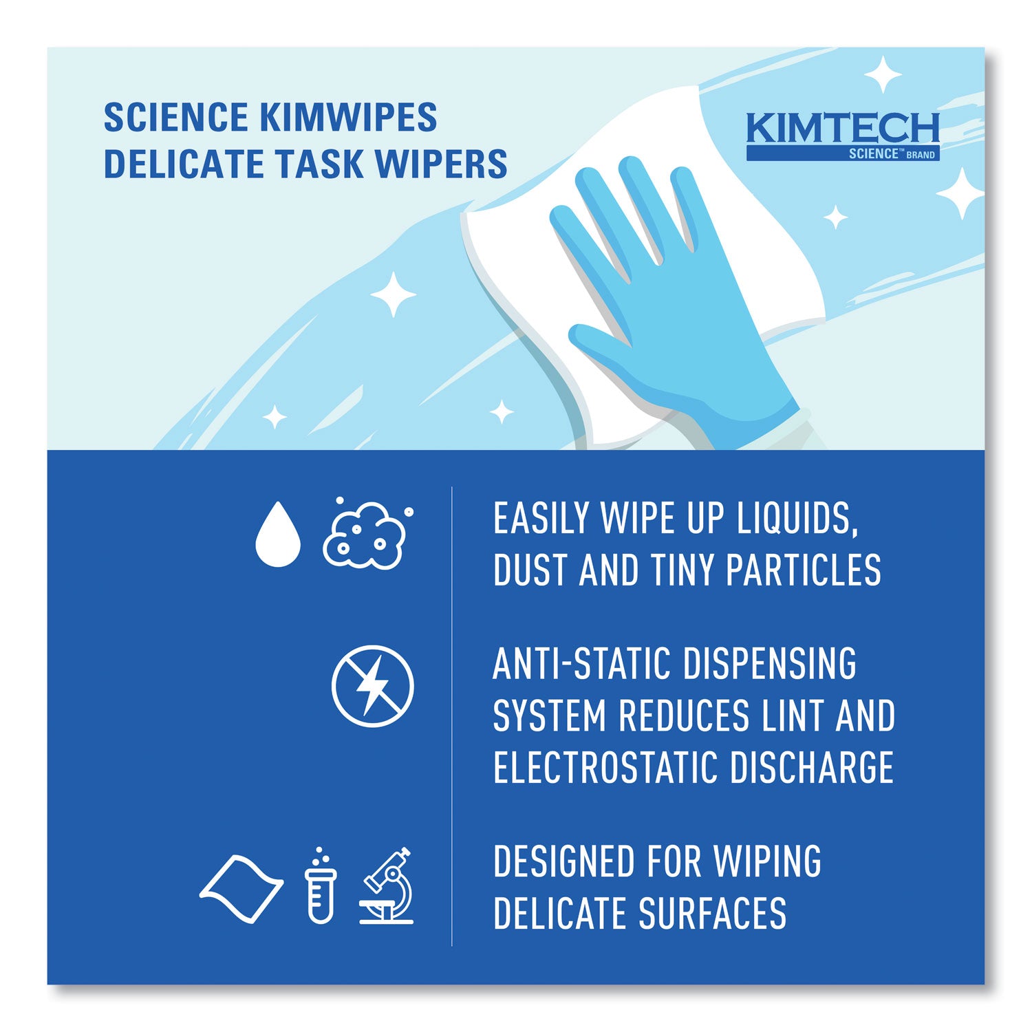 KIMTECH Science Kimwipes Delicate Task Wipers - 1 Ply - 4.39" Width x 8.20" Length - White - 286 / Box